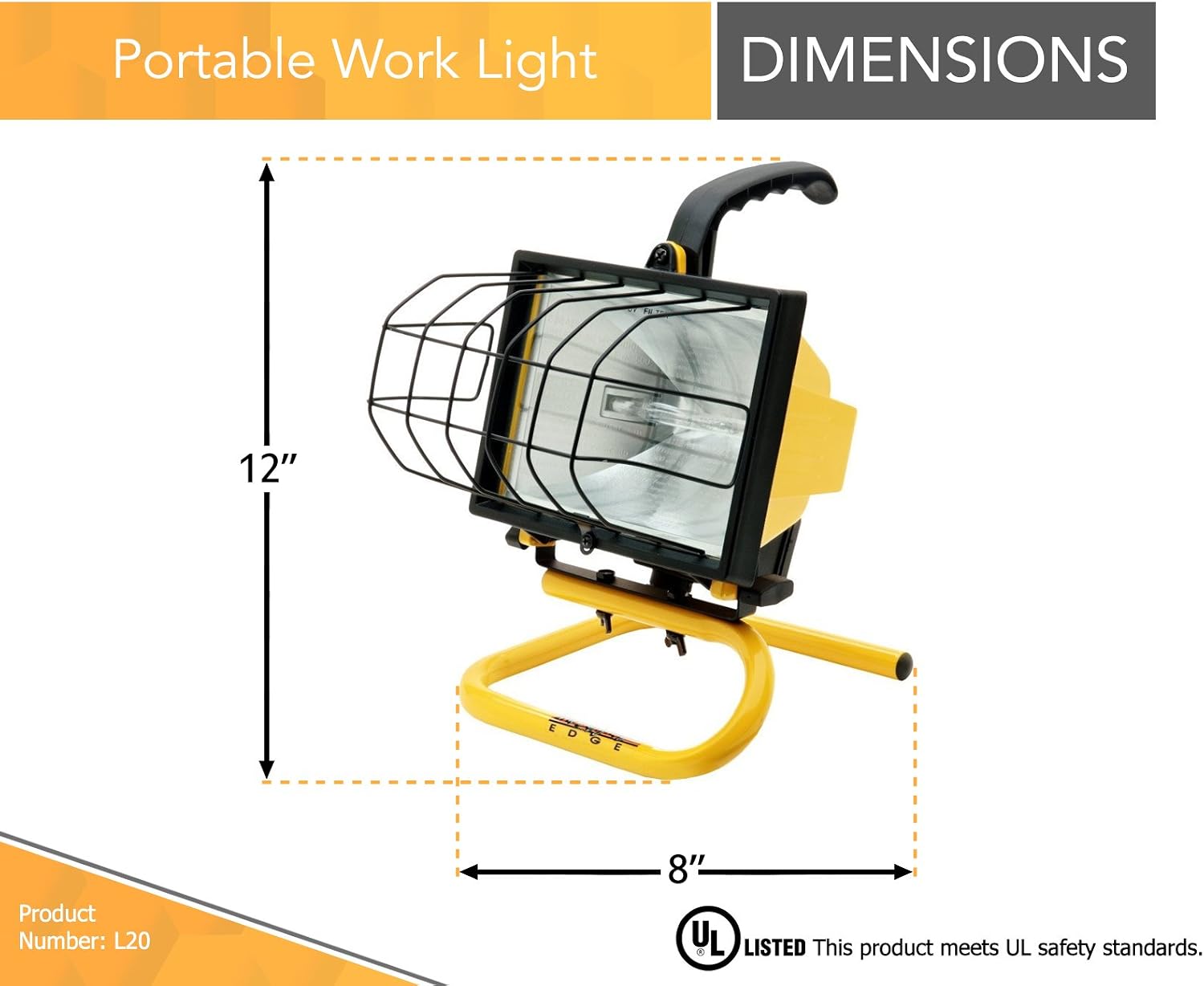 Woods 500 Watt Portable Work Light; Yellow