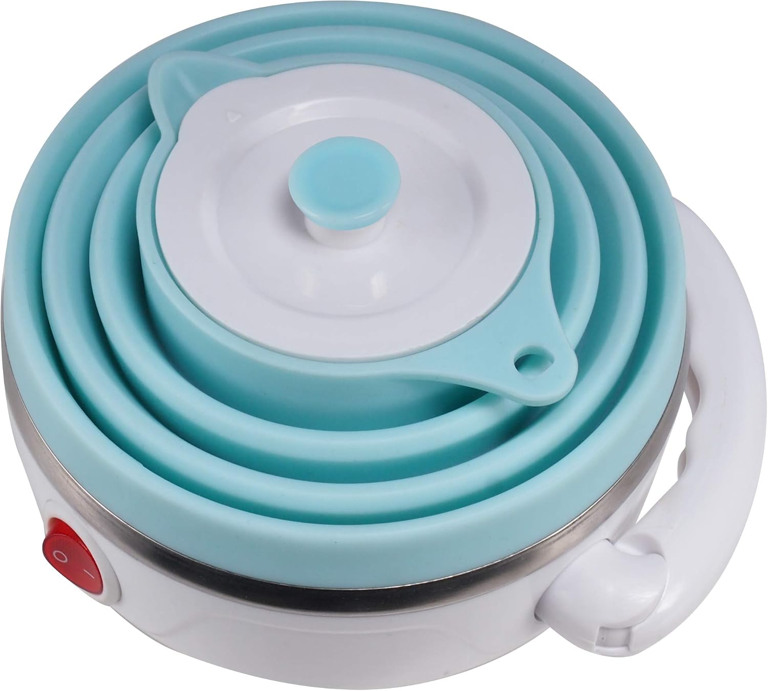 Travel Foldable Electric Kettle, Collapsible Electric Kettle Food Grade Silicone Small Pot Boiling water, Dual Voltage（600ml