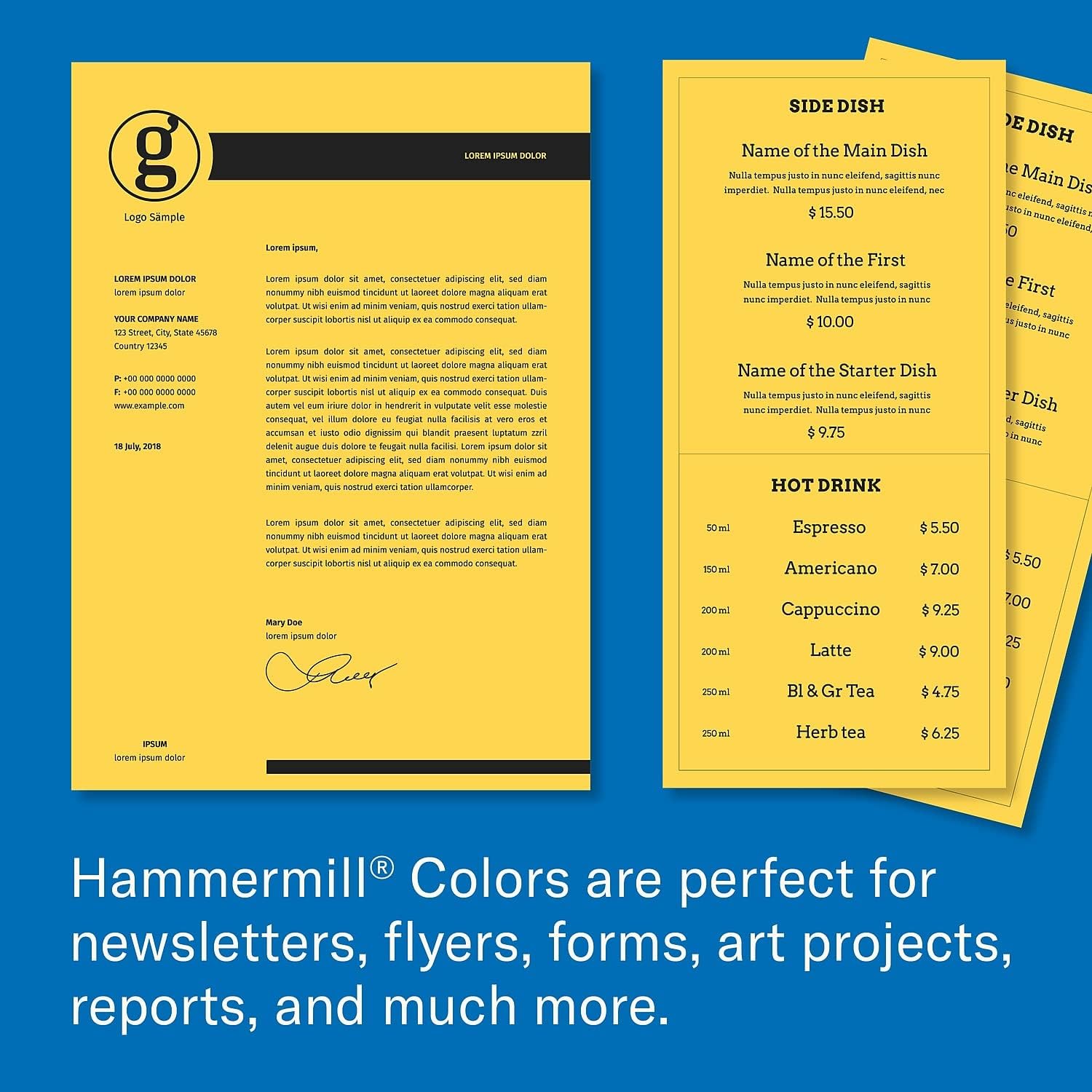 Hammermill 103168 Recycled Colored Paper, 20lb, 8-1/2 x 11, Goldenrod, 500 Sheets/Ream