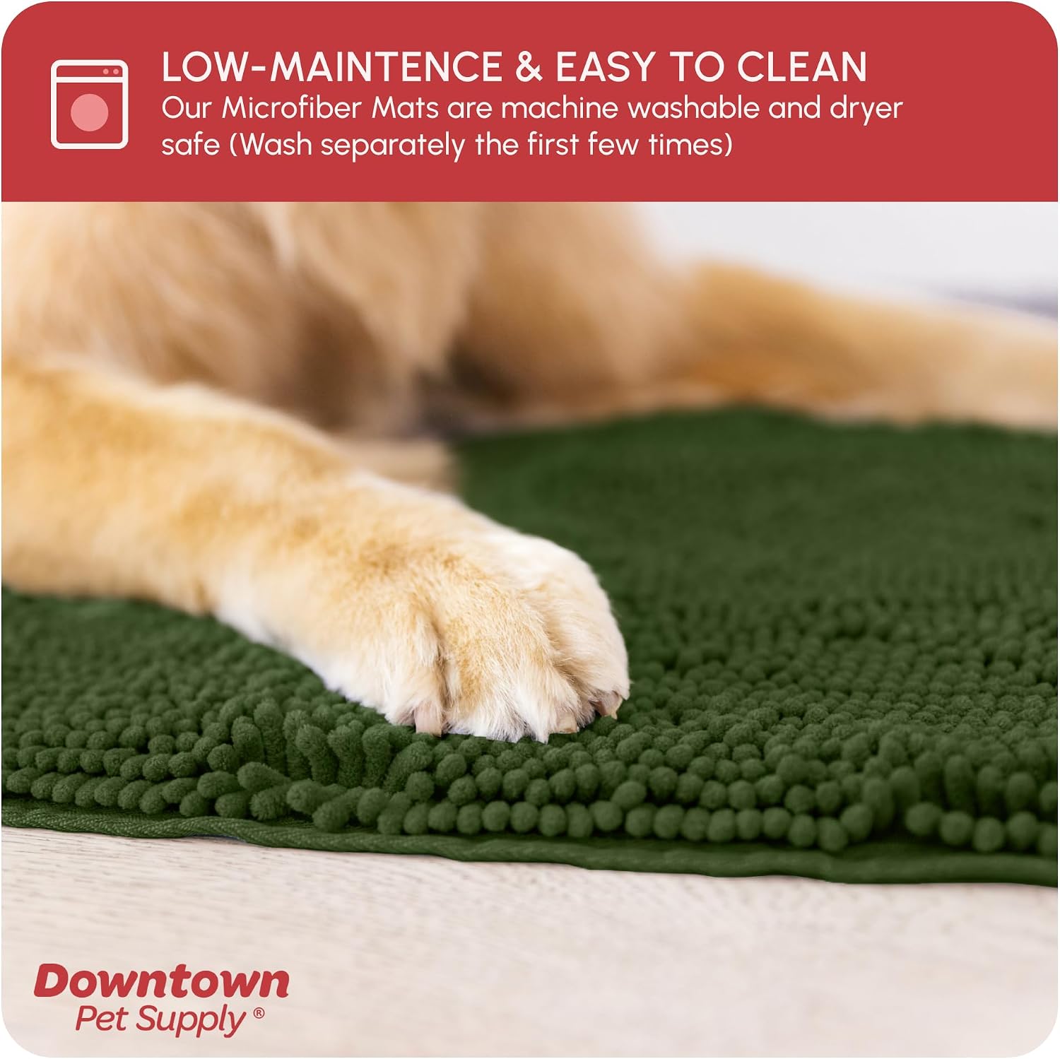 Dog Mud Mat, 31" x 20" Sage – Thick Microfiber Entry Rug for Snow, Mud & Salt – Absorbent, Quick-Dry, Washer-Safe & Non-Slip, Medium