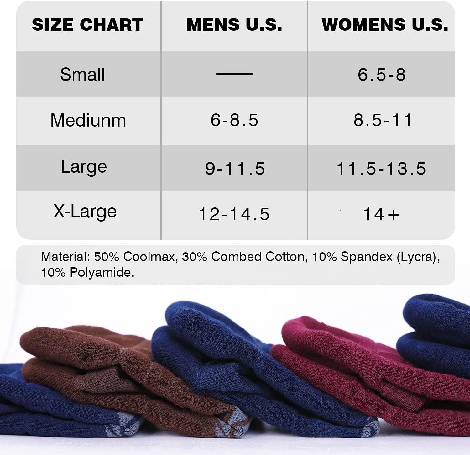 Hylaea Unisex Coolmax No Show Athletic Running Socks, Cushioned No Blisters