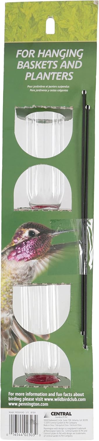 Pennington Planter Small Hummingbird Feeder, 2.3 Ounce Capacity | Hanging hummingbird feeder, dishwasher safe, disassembles fully
