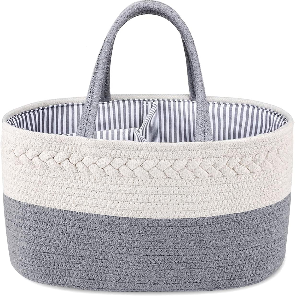 ABenkle Baby Diaper Caddy, Nursery Storage Bin and Car Organizer for Diapers and Baby Wipes, Cotton Rope Diaper Basket Caddy
