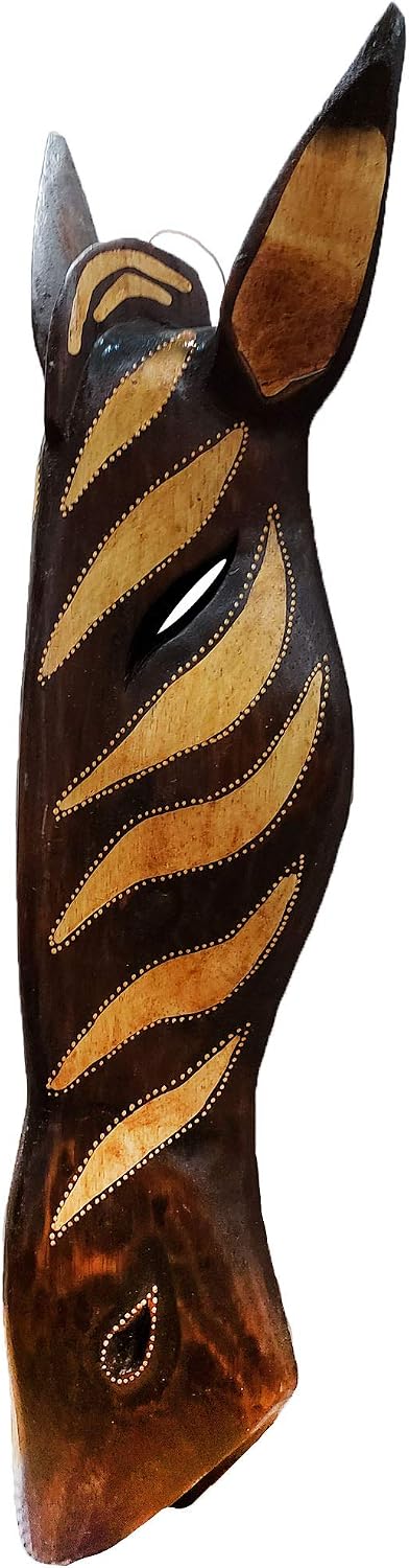 Stoneage Arts Giraffe Zebra Face Mask Wall Hanging Décor Hand Painted Patterns African Safari Decorative Accent A Contemporary Variation An Awesome