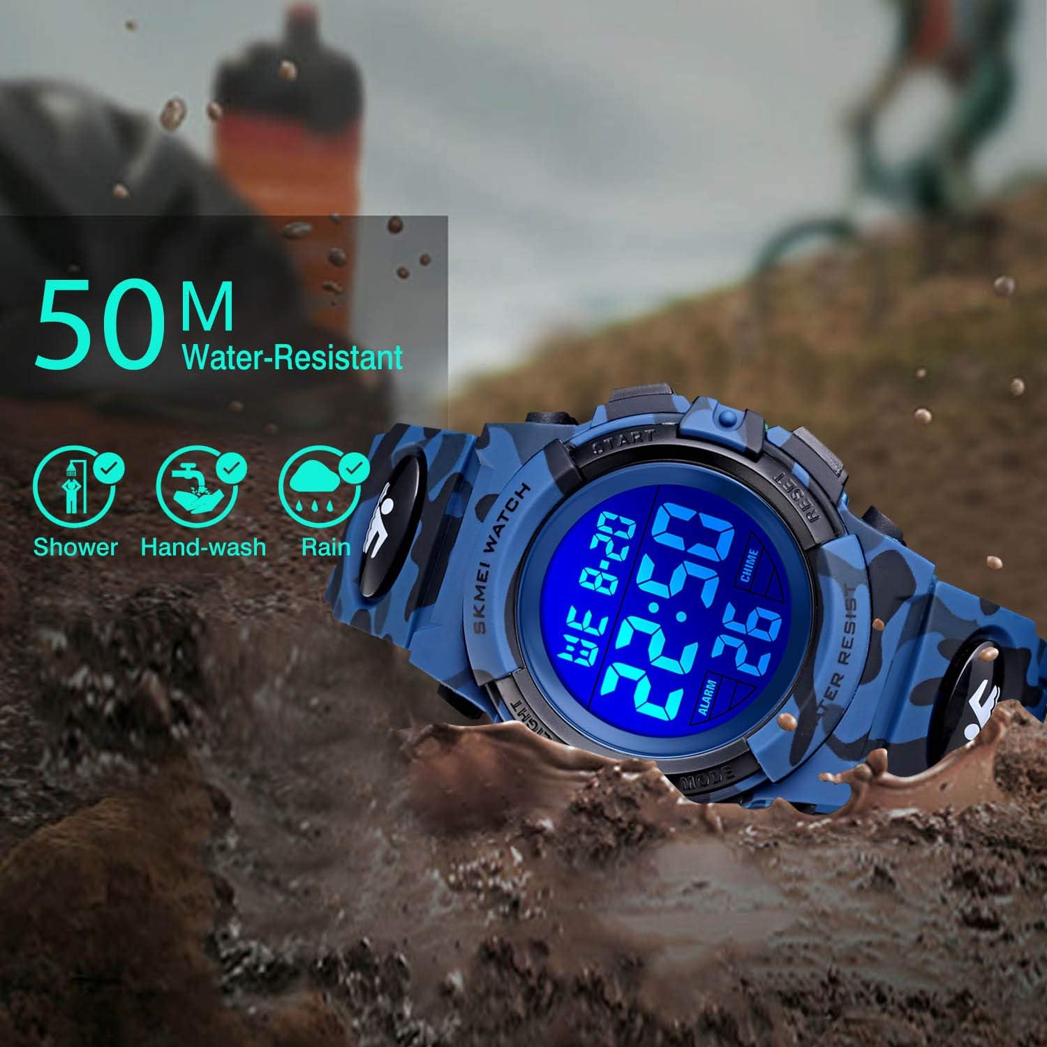 cofuo Kids Digital Watch for Boys Girls, Boys Watches Ages 3-17,Sport Outdoor Watch for Kid, 50M Waterproof Analog Multifunctional Chronograph LED Alarm Stopwatch Silicone Band, Kids Gift