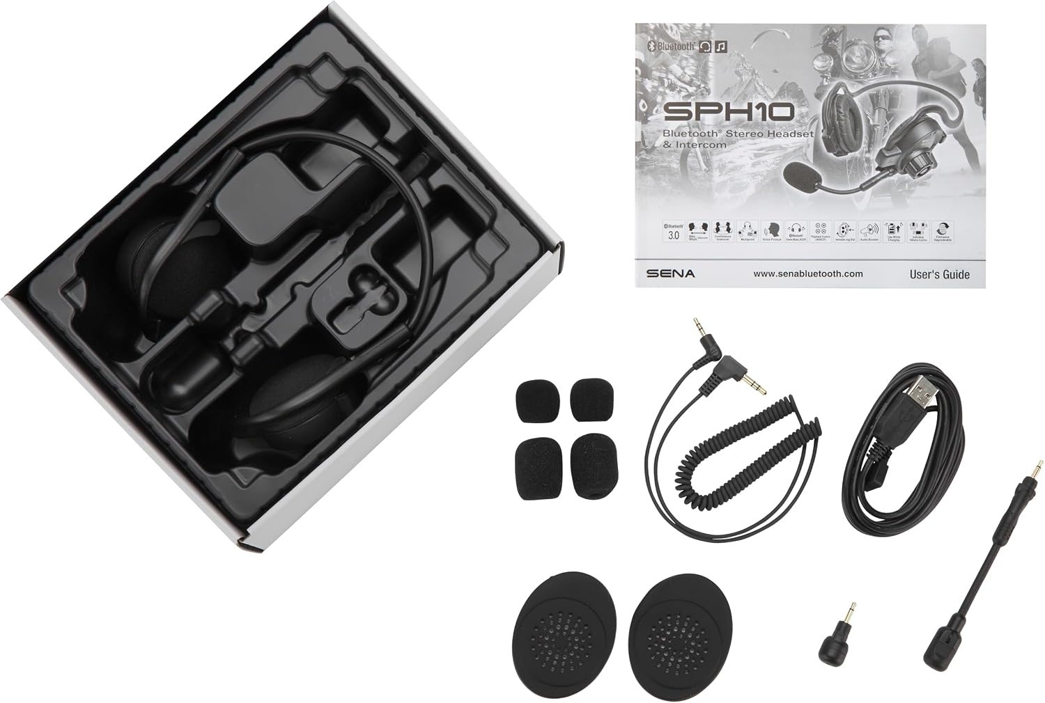Sena SPH10 Outdoor Sports Bluetooth Stereo Headset/Intercom, Black