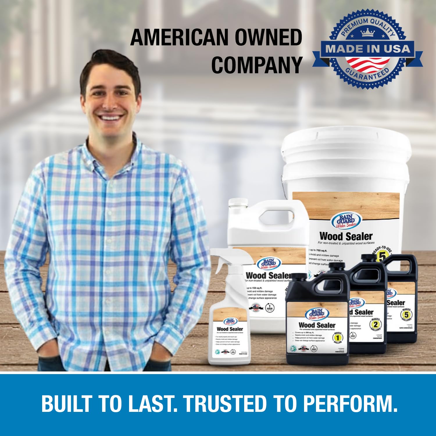 Rain Guard Wood Sealer Concentrate | Makes 2 Gallon | Protects Wood from Water Damage, Rotting, and Stains | Water Based Silane/Siloxane | Eco-Friendly | VOC-Free | Natural Finish
