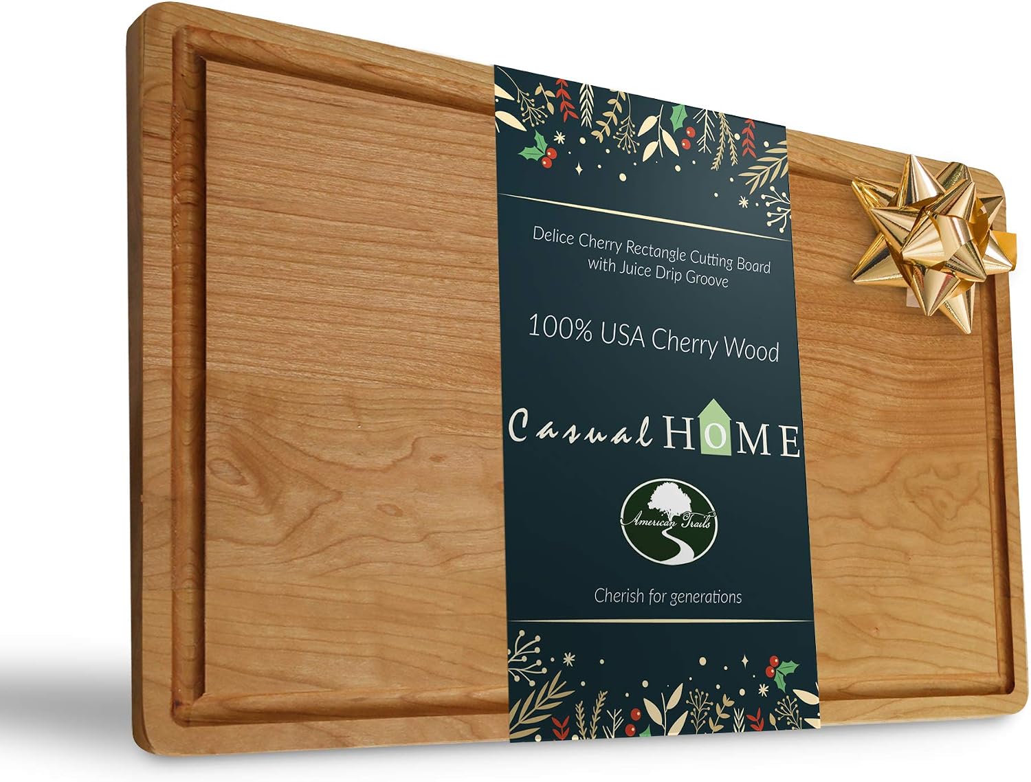 Casual Home Delice Rectangle Juice Drip Groove Cutting Board 15.5" Wx11 Dx0.75 H, Maple