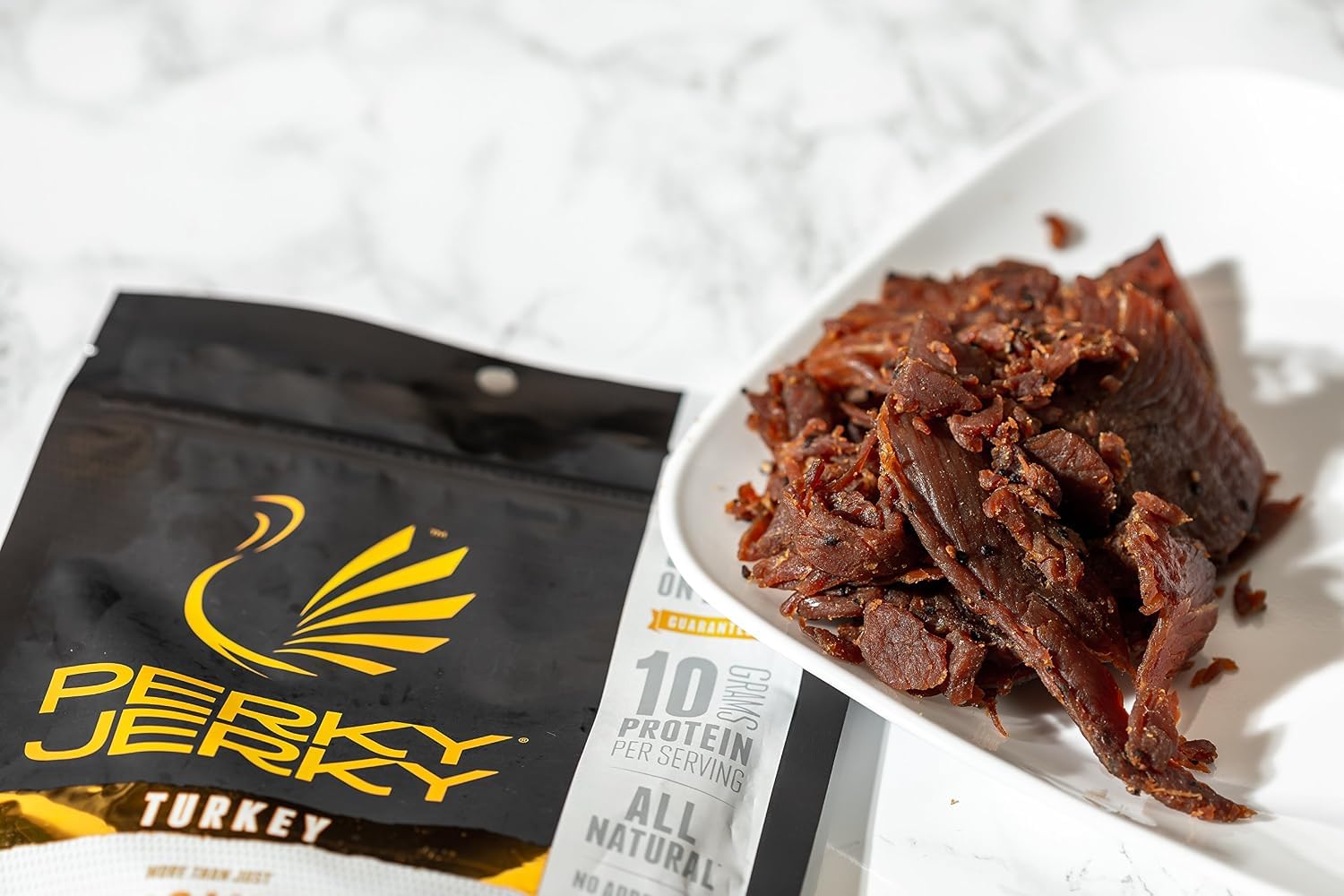 Perky Jerky Original Turkey Jerky, 14oz - Low Sodium - 10g Protein per Serving - Low Fat - 100% U.S. Sourced - Handcrafted, Tender Texture and Bold Flavor