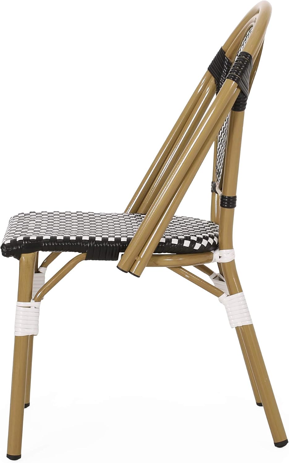 Christopher Knight Home Gwendolyn Outdoor French Bistro Chairs (Set of 4), Black + White + Bamboo Print Finish