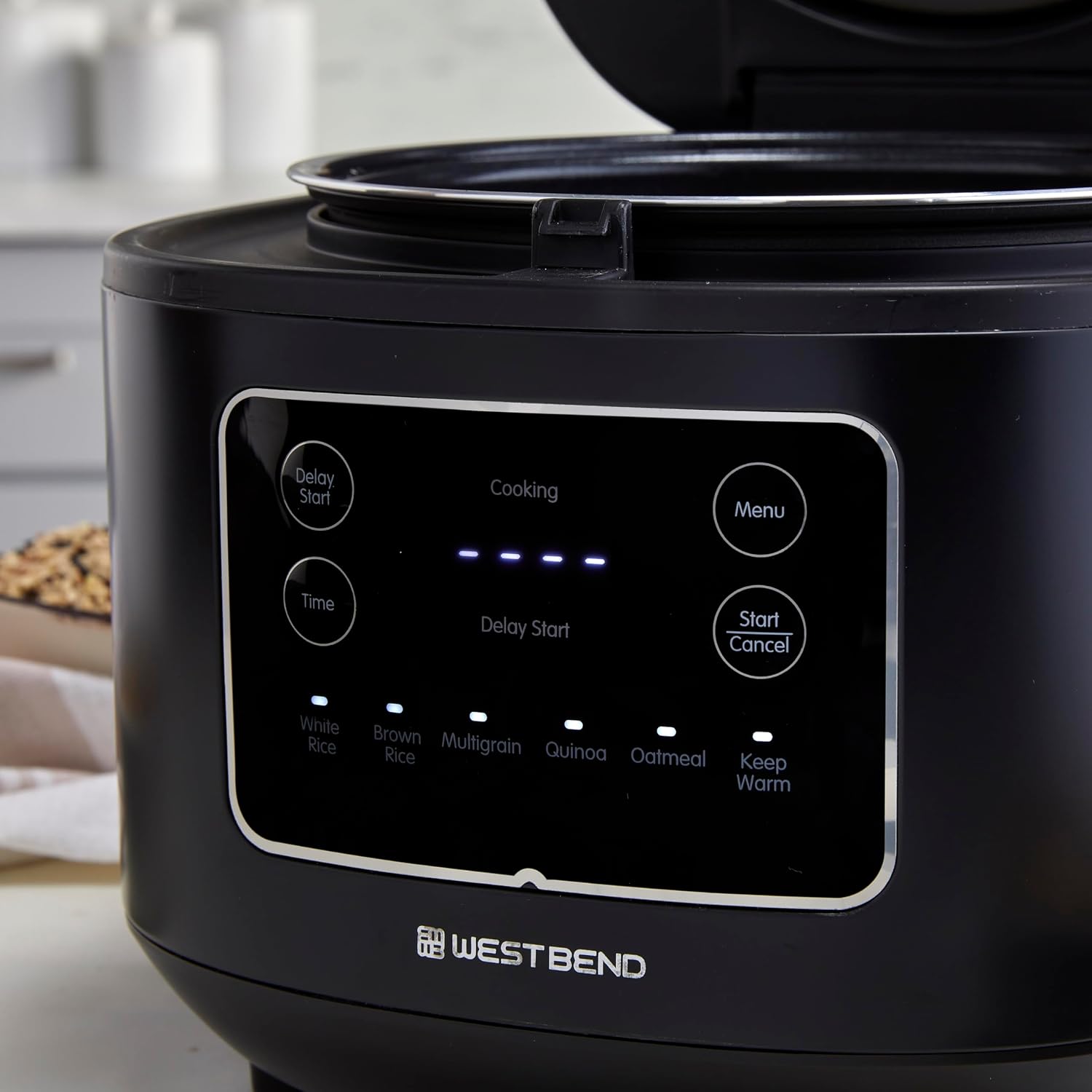 West Bend Rice & Grain Multi Cooker Programmable with 9 Preset Functions, Features Delay Start and Keep Warm Functions and Steam Basket, 20 Cups Cooked (10 cups uncooked), Stainless Steel