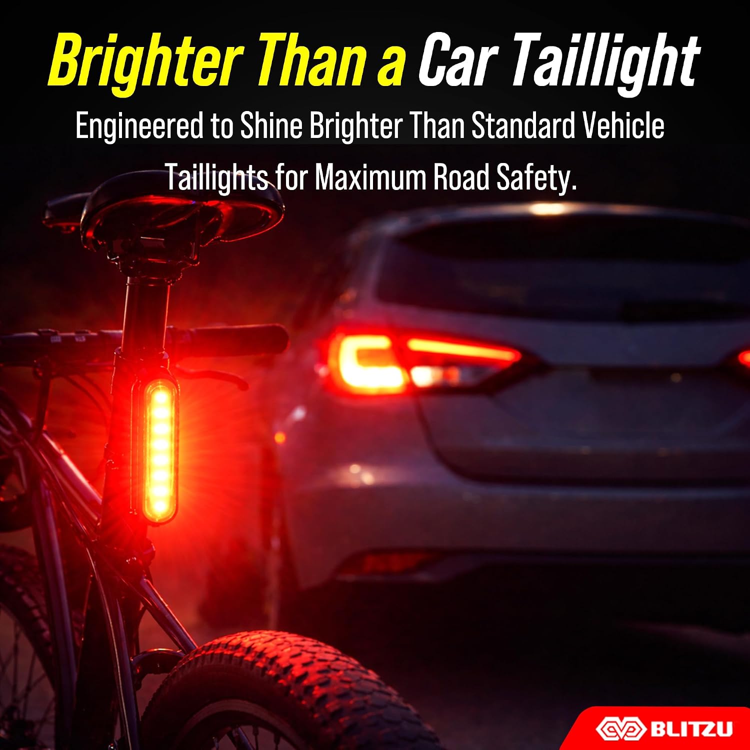 BLITZU Bike Tail Light, 2 Pack USB-C Rechargeable LED Bicycle Rear Lights | 120T, Bright LED, High Visibility Beam, 4 Modes, Easy Installation