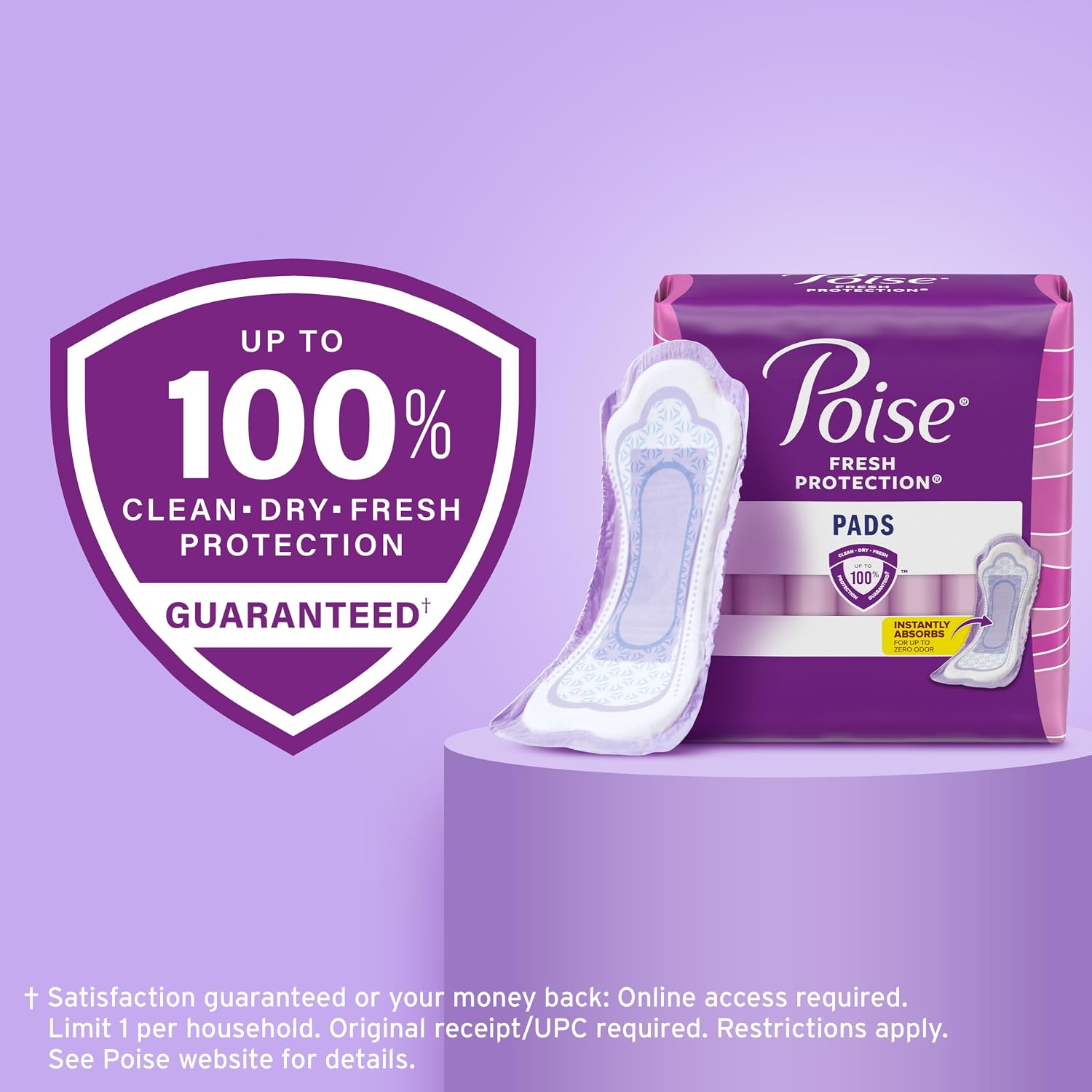Poise Incontinence & Postpartum Pads for Bladder Leaks, 5 Drop Maximum Absorbency, Regular Length, 96 Count, Packaging May Vary