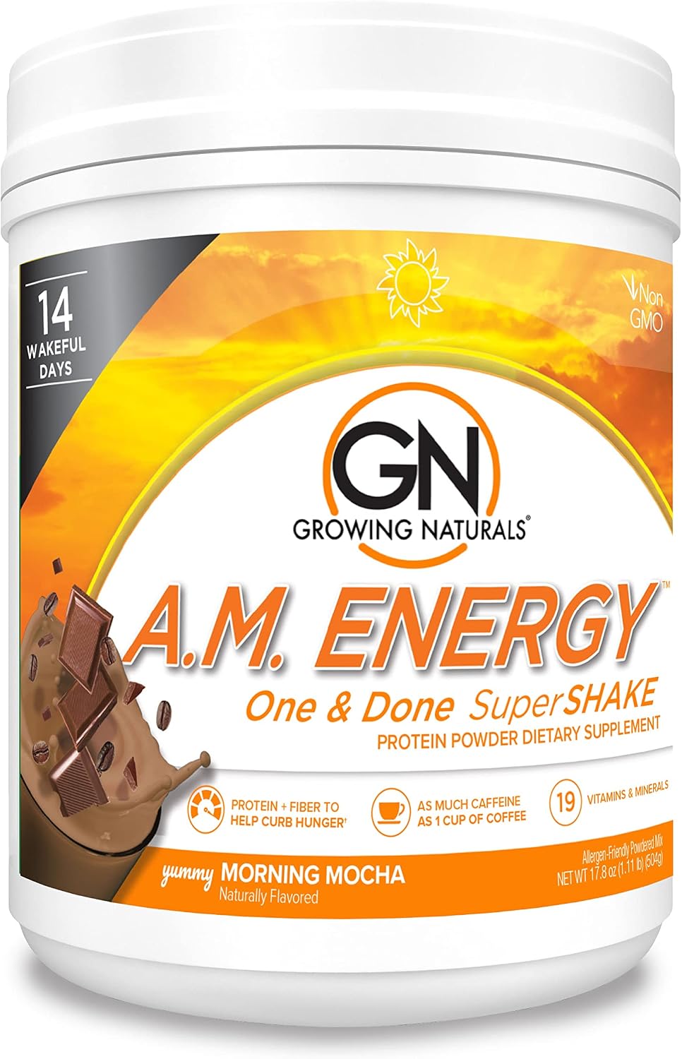 Growing Naturals Organic Rice Protein Powder - 15g Plant Protein, 2.8G BCAA - Low-Carb, Low-Sugar, Non-GMO - Vanilla Blast, 2 Pound (Pack of 1)