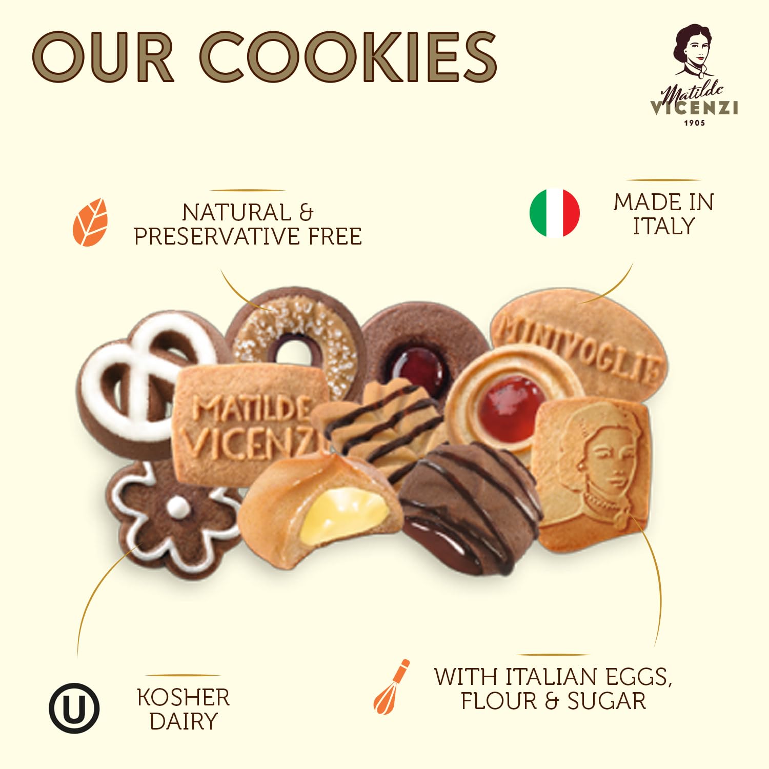 Matilde Vicenzi Minivoglie Butter Cookies Tin - Italian Pastry Assortment, Traditional Holiday Cookie Gift for Hosts, Birthdays - 500 g