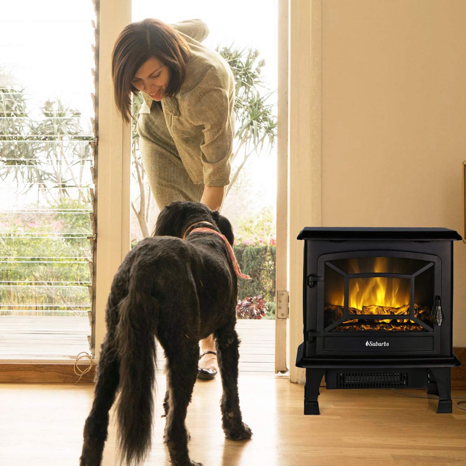 TURBRO Suburbs TS20 Electric Fireplace Heater, Freestanding Fireplace Stove with Realistic Dancing Flame Effect - CSA Certified - Overheating Safety Protection - Easy to Assemble - 20" 1400W Black