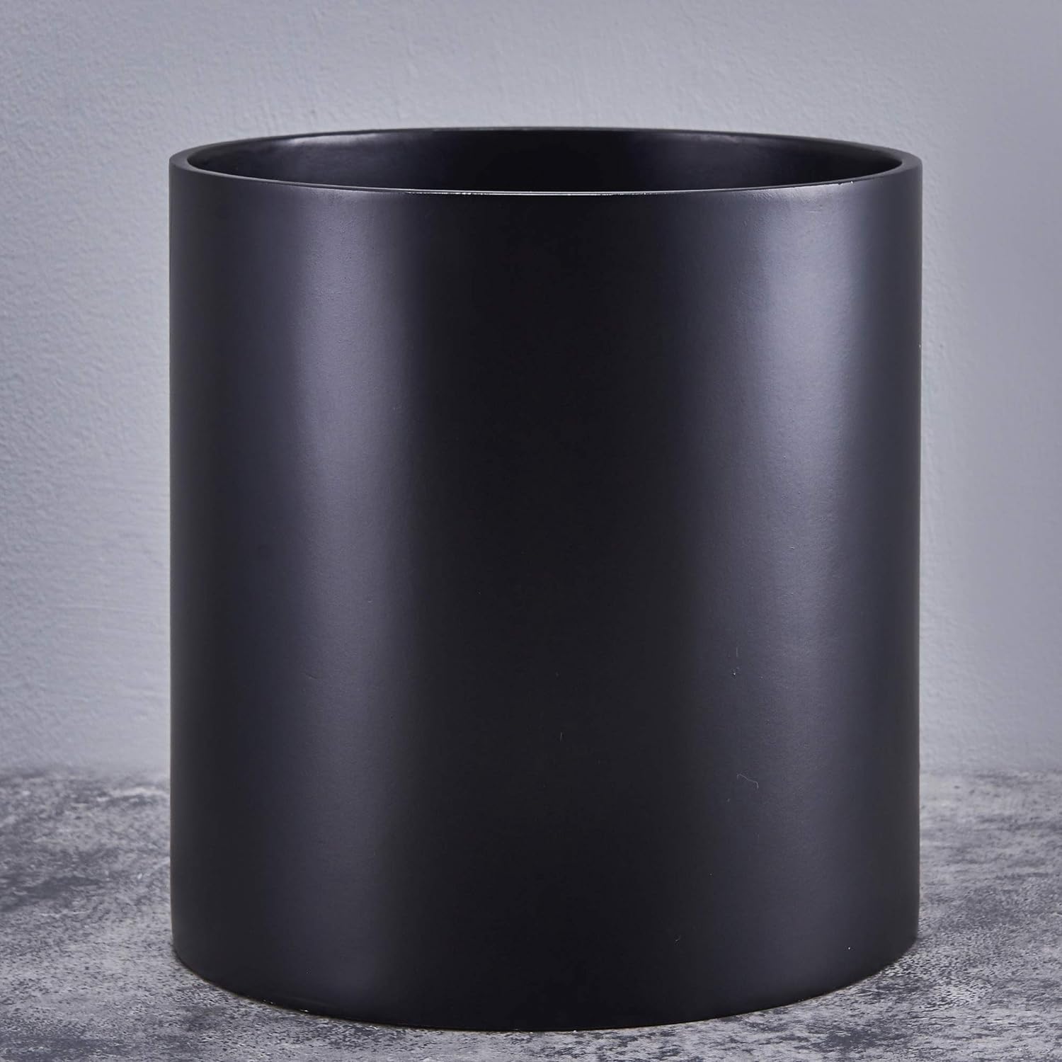 FaithLand 14 Inch Fiberstone Planter - Lightweight Modern Cylinder Plant Pot with Drainage Hole & Plug, Indoor Outdoor Use, Matte White
