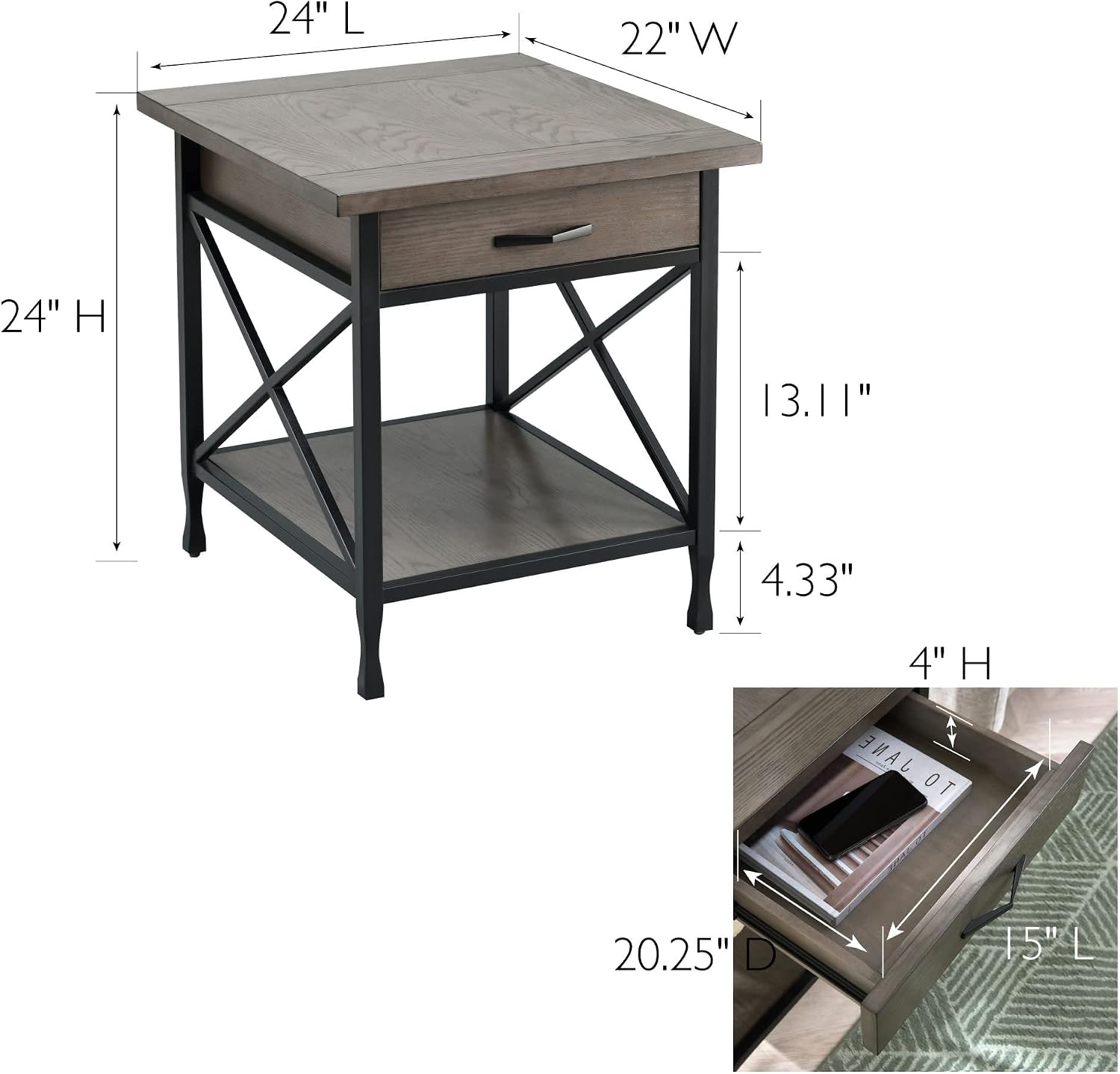 Leick Home Shield Wedge End Table, 21", Glazed Auburn
