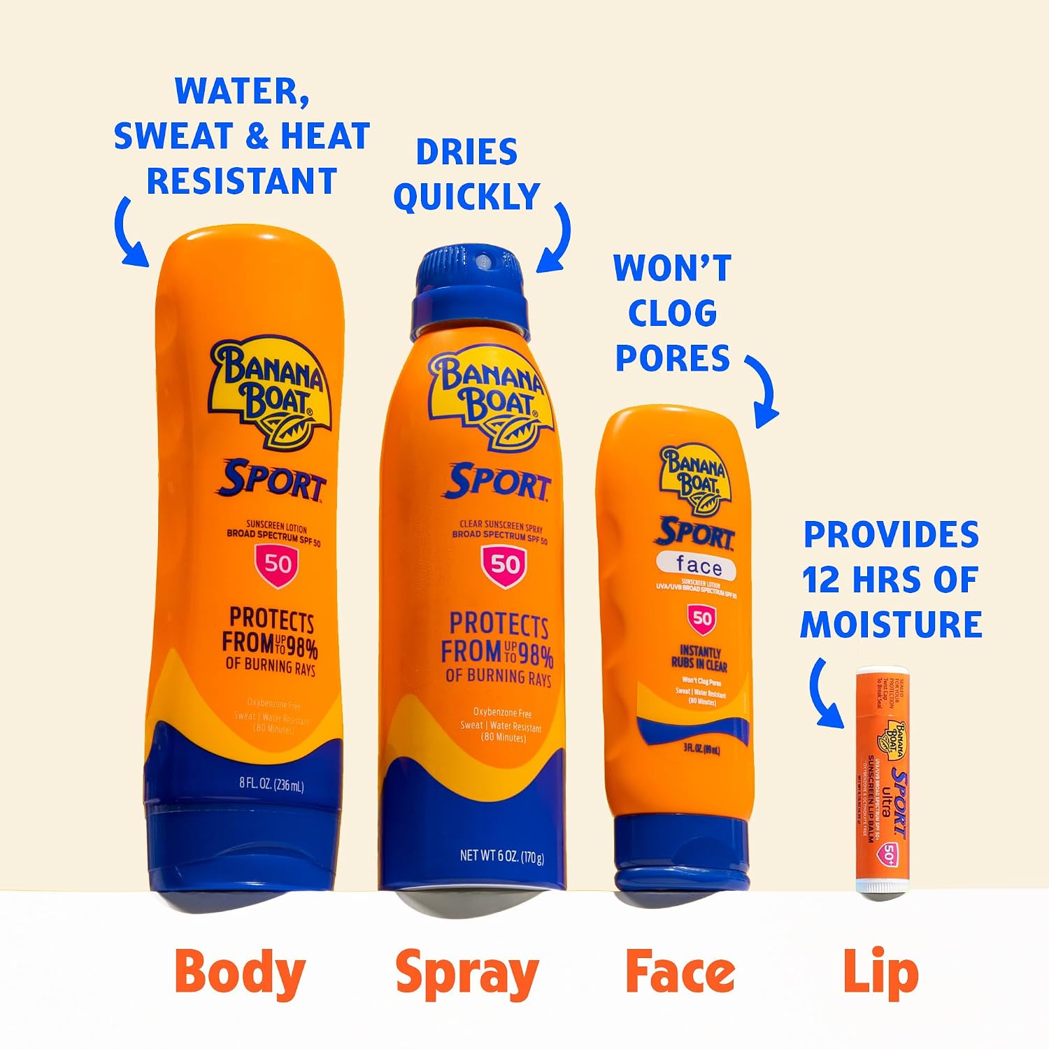 Banana Boat Sport SPF 50 Sunscreen Lotion, 8 Fl Oz