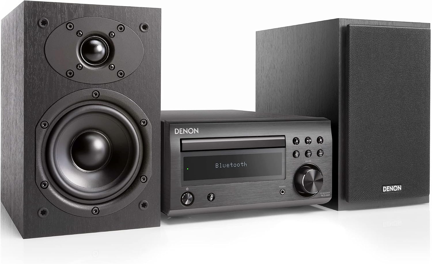 Denon D-M41 Home Theater Mini Amplifier and Bookshelf Speaker Pair | Compact HiFi CD Stereo System with Speakers, FM/AM Tuner, Wireless Bluetooth Amp