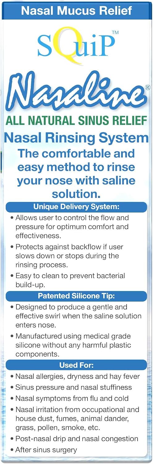 Squip Nasaline Nasal Rinsing Kit with 50 Premixed Saline Packets
