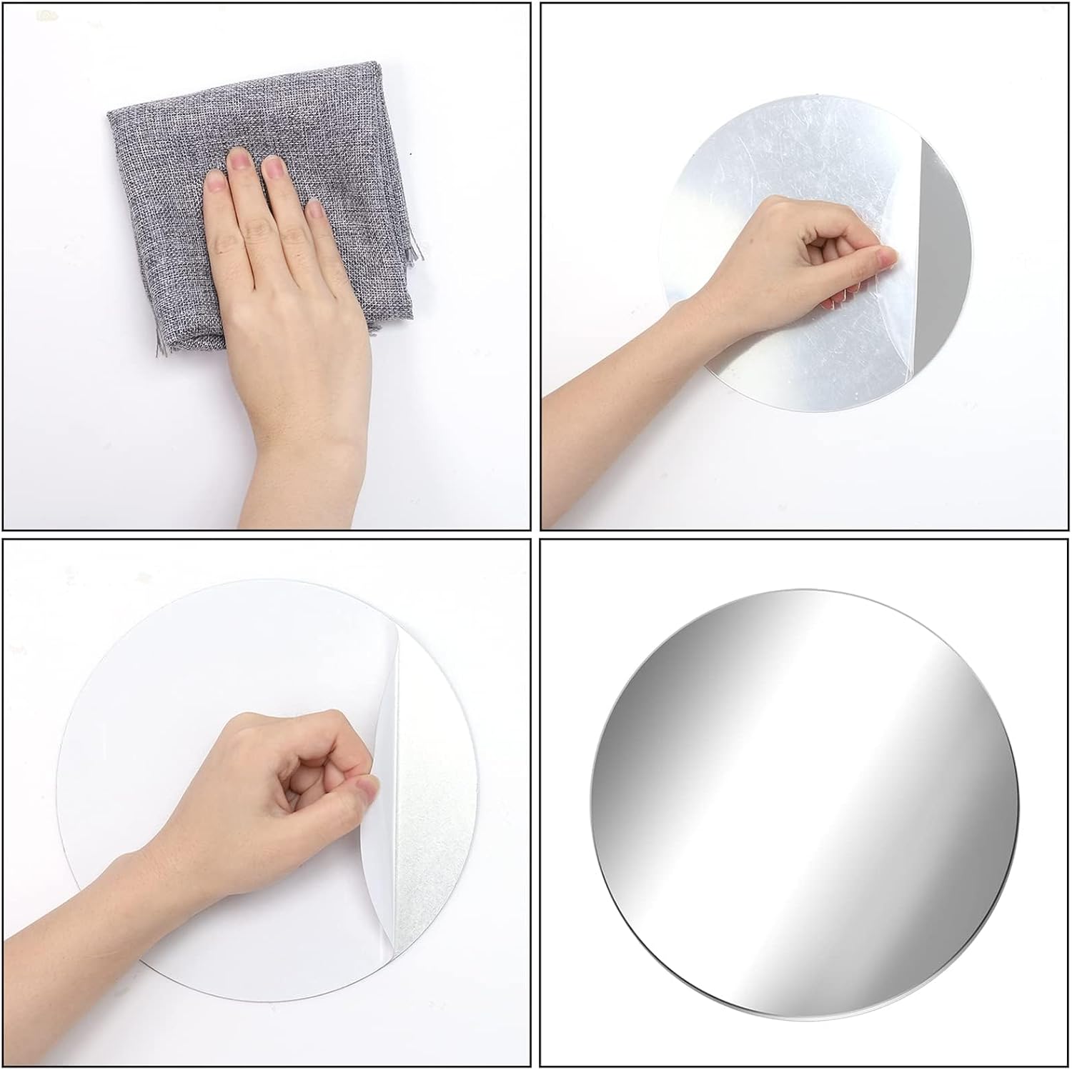 Aneco Acrylic Round Mirrors Non Glass Round Mirror Plate Self Adhesive Mirror Stickers for Home Wall Decor or Wedding Table Centerpiece