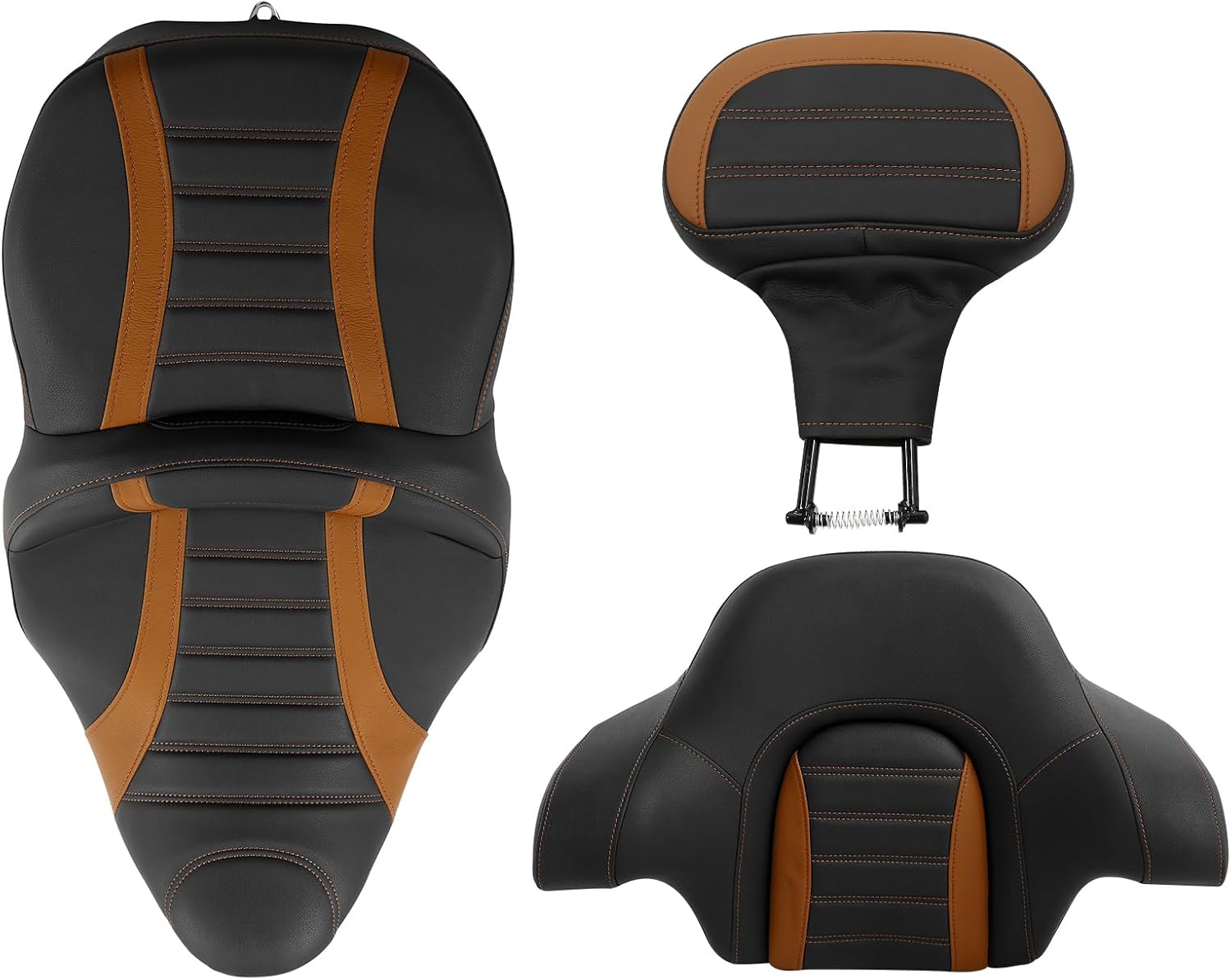 Rider Passenger One-Piece Two-Up Seat Driver Rider Backrest Wrap Around Backrest Pad Fit For Harley 2014-2023 Touring Road King Street Glide Road