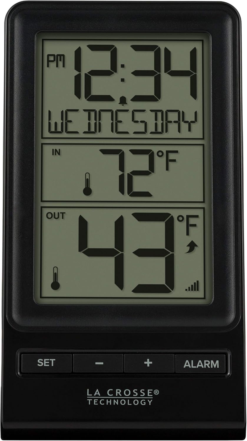 La Crosse Technology 308-1415BW Digital Wireless Thermometer with Time, Black