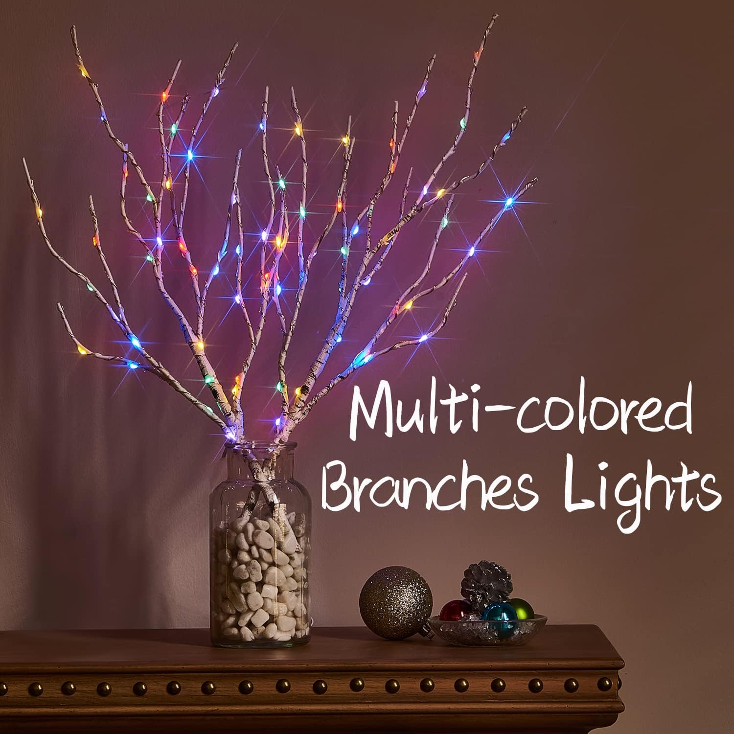 Fudios Lighted Branches with Timer 70 LED Fairy Lights 18in Battery Operated, Willow Branches with Lights for Vase Christmas Holiday Home Decor