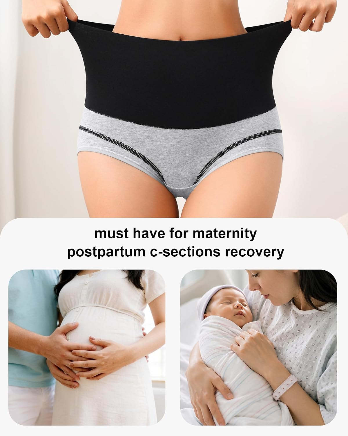 Eiggam Underwear for Women Cotton High Waist Panties Full Coverage Briefs Soft Strech Ladies Breathable Panties-Multi Pack