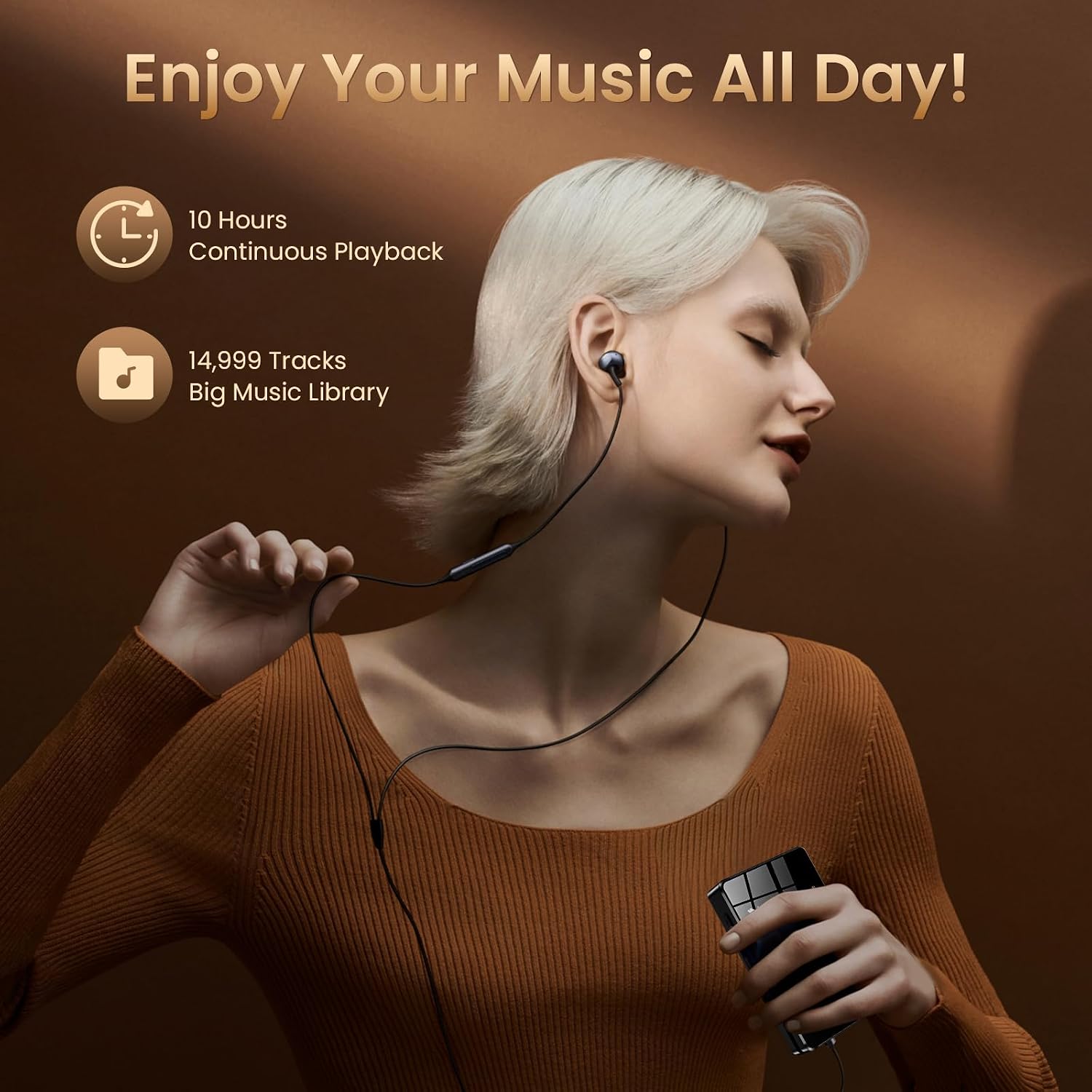 HIFI WALKER H2 Hi-Res Bluetooth MP3 Player with 64GB MicroSD Card, Portable Lossless Digital Audio Player with ESS DAC, DSD FLAC Support, USB DAC