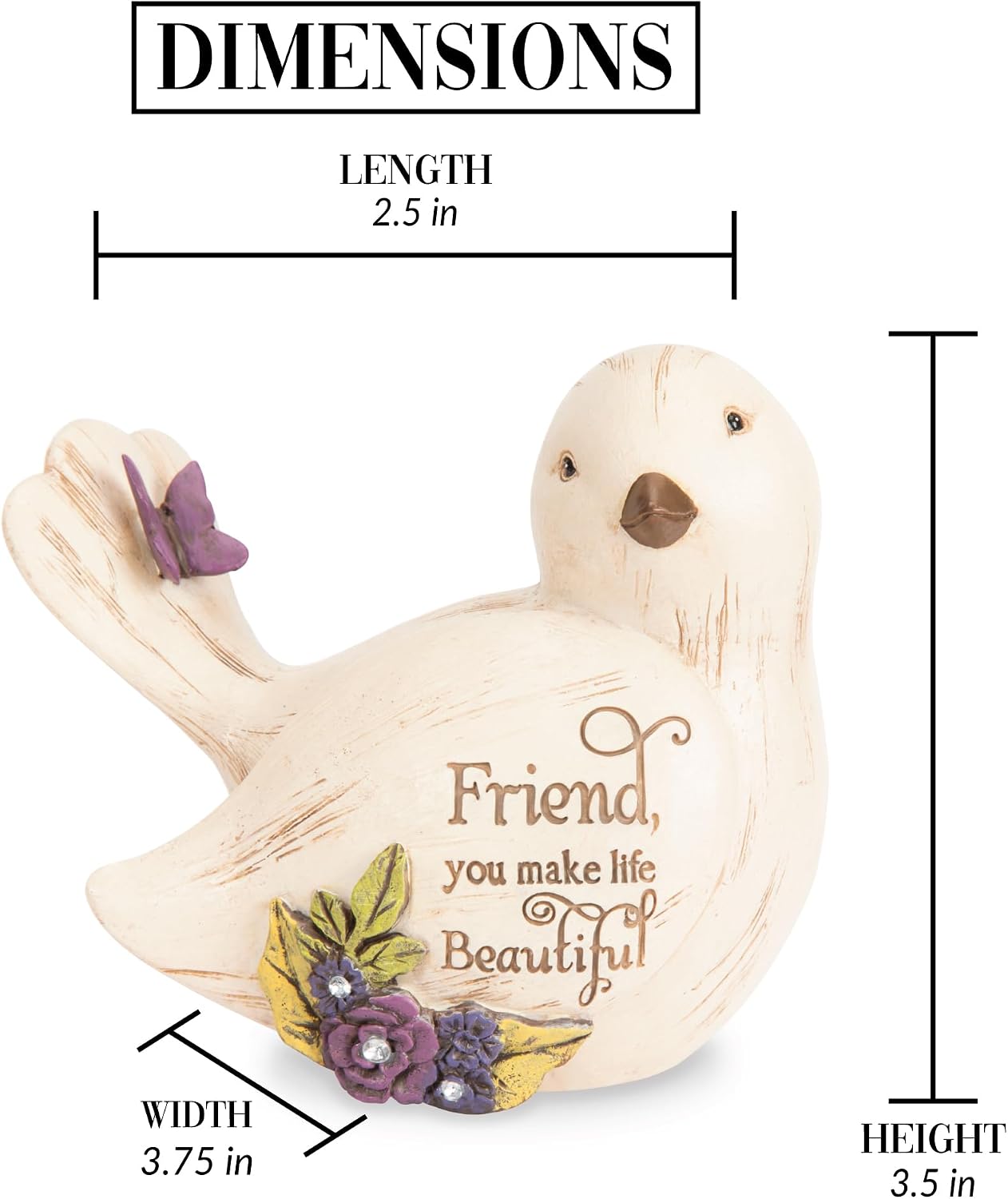 Pavilion Gift Company - Simple Spirits 41104 Decorative Bird Friend Make Life Beautiful Bird Figurine 3.5"