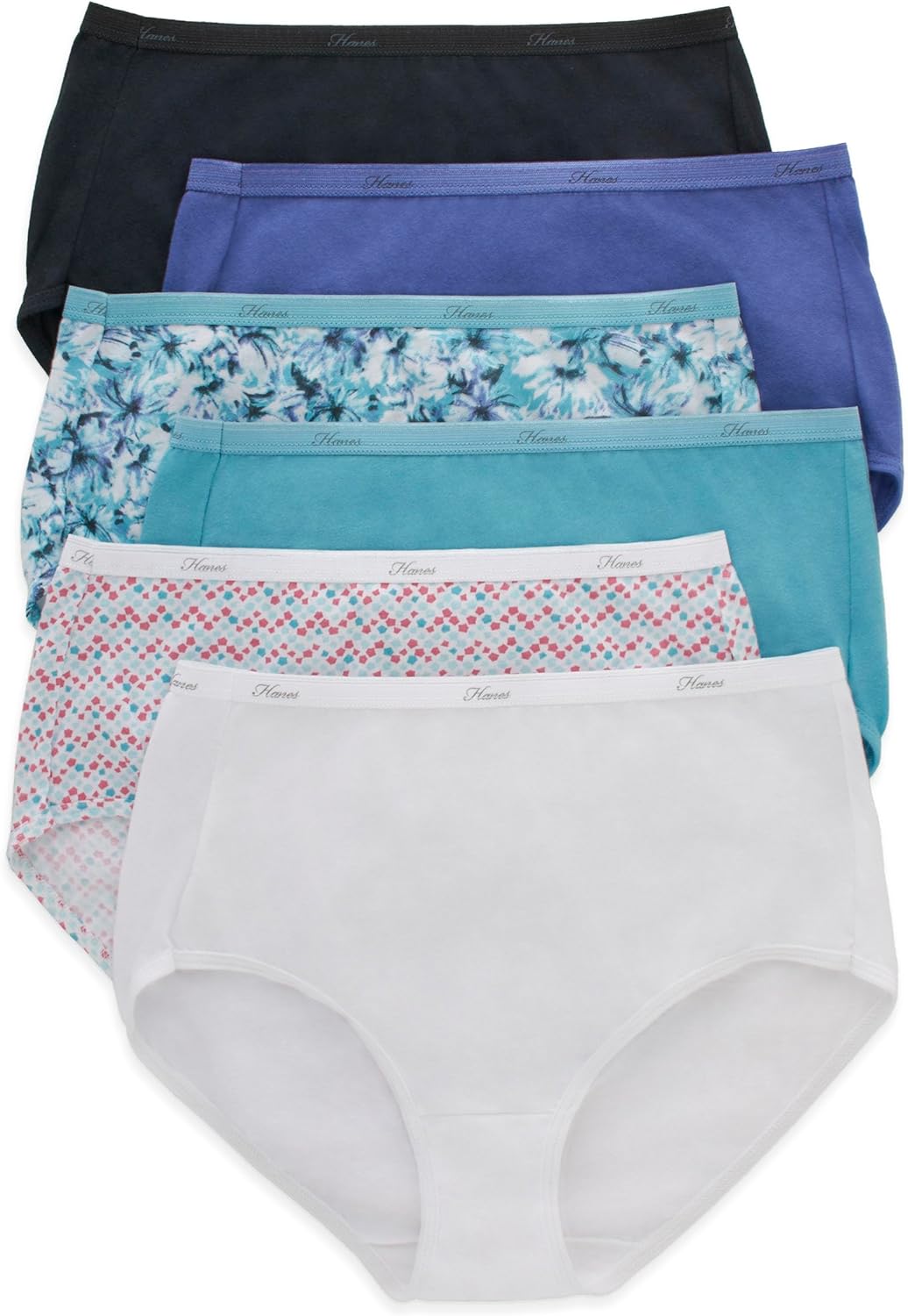 Hanes women's Hi-Cut Panties Pack, Lightweight Cotton Hi-Cuts, 6-Pack (Retired, Colors May Vary)