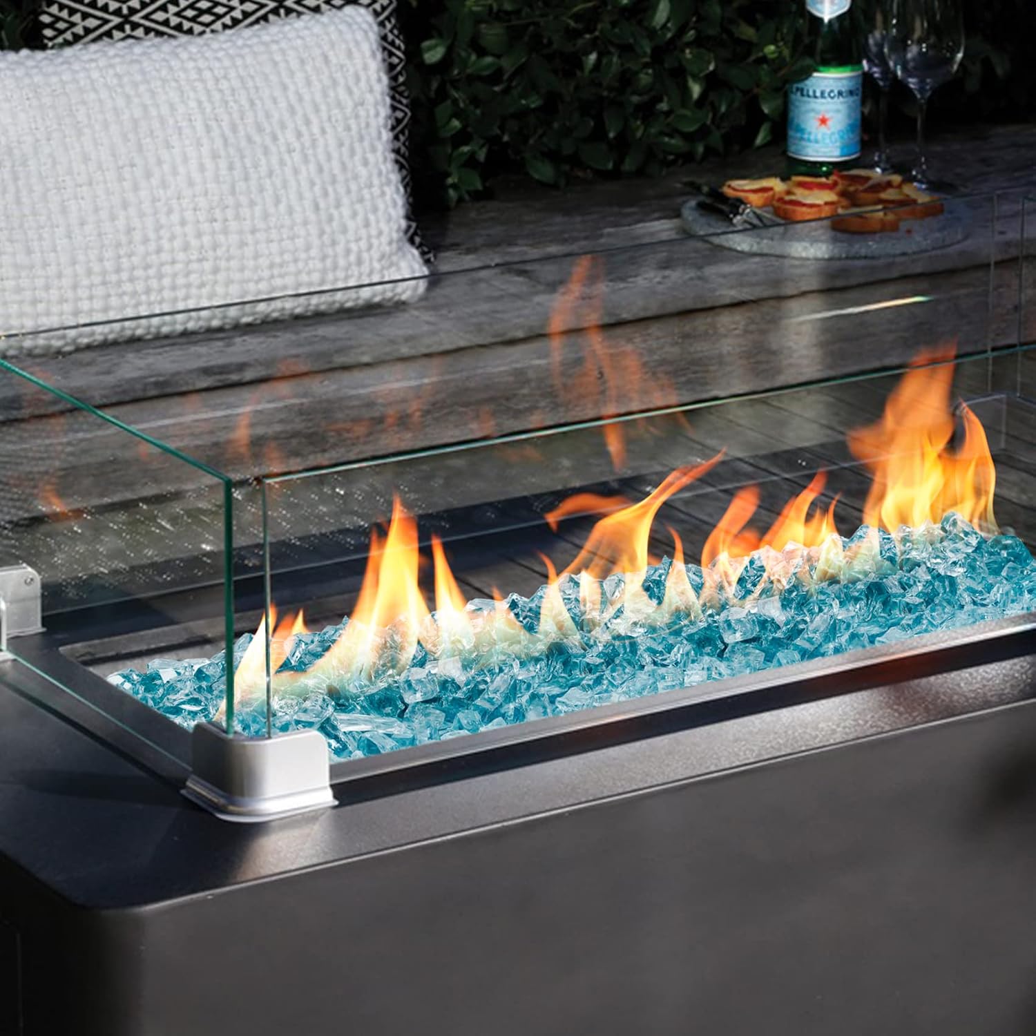 Onlyfire 10 lbs Fire Glass Rocks for Gas Propane Fire Pit and Fireplace