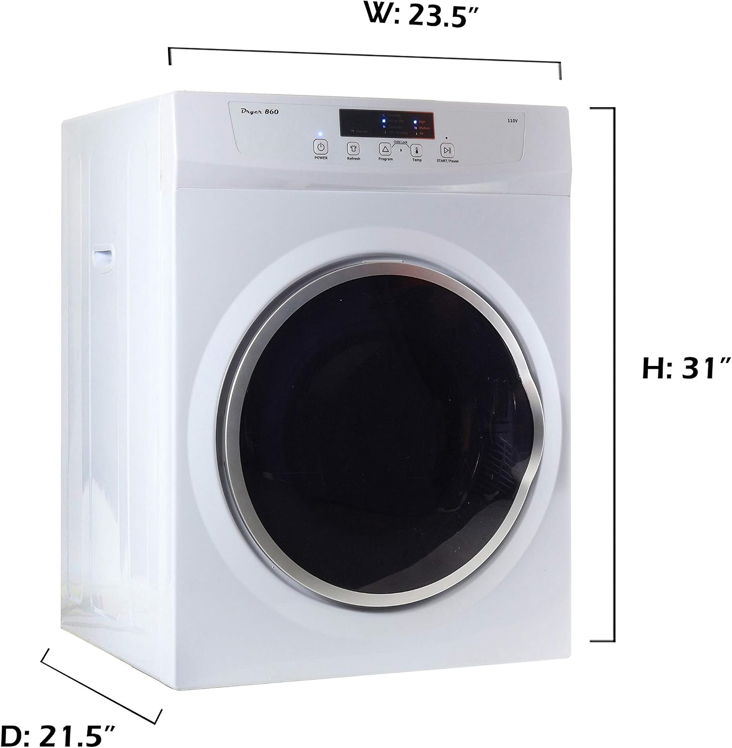 Equator ED860 Compact 3.5cu.ft. Dryer-Sensor Dry/Refresh function