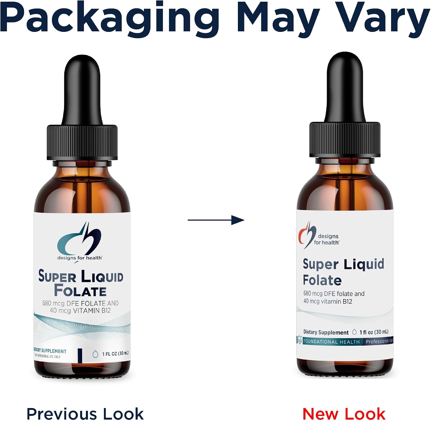 Designs for Health B12 + Folate Drops - Super Liquid Folate with Vitamin B12 as Methylcobalamin - 400mcg Folate + 40mcg Methyl B12 per Drop