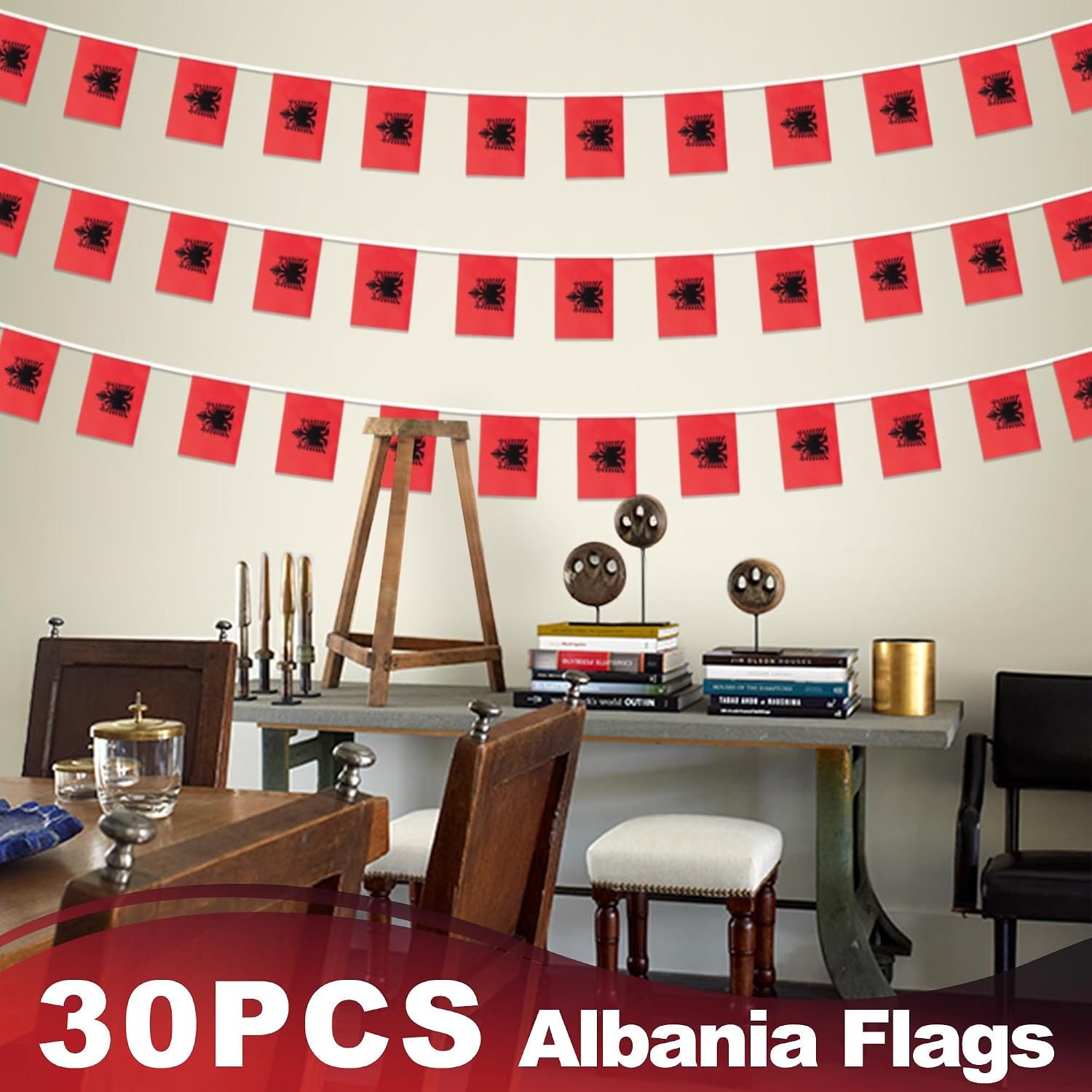 Nicaragua String Flag Pennant Banner, Small Mini Nicaraguan Flags Bunting Banner, National Country Decoration for School, Party, Sports Events, Patriotic Festival, 33 Feet 30 Flags