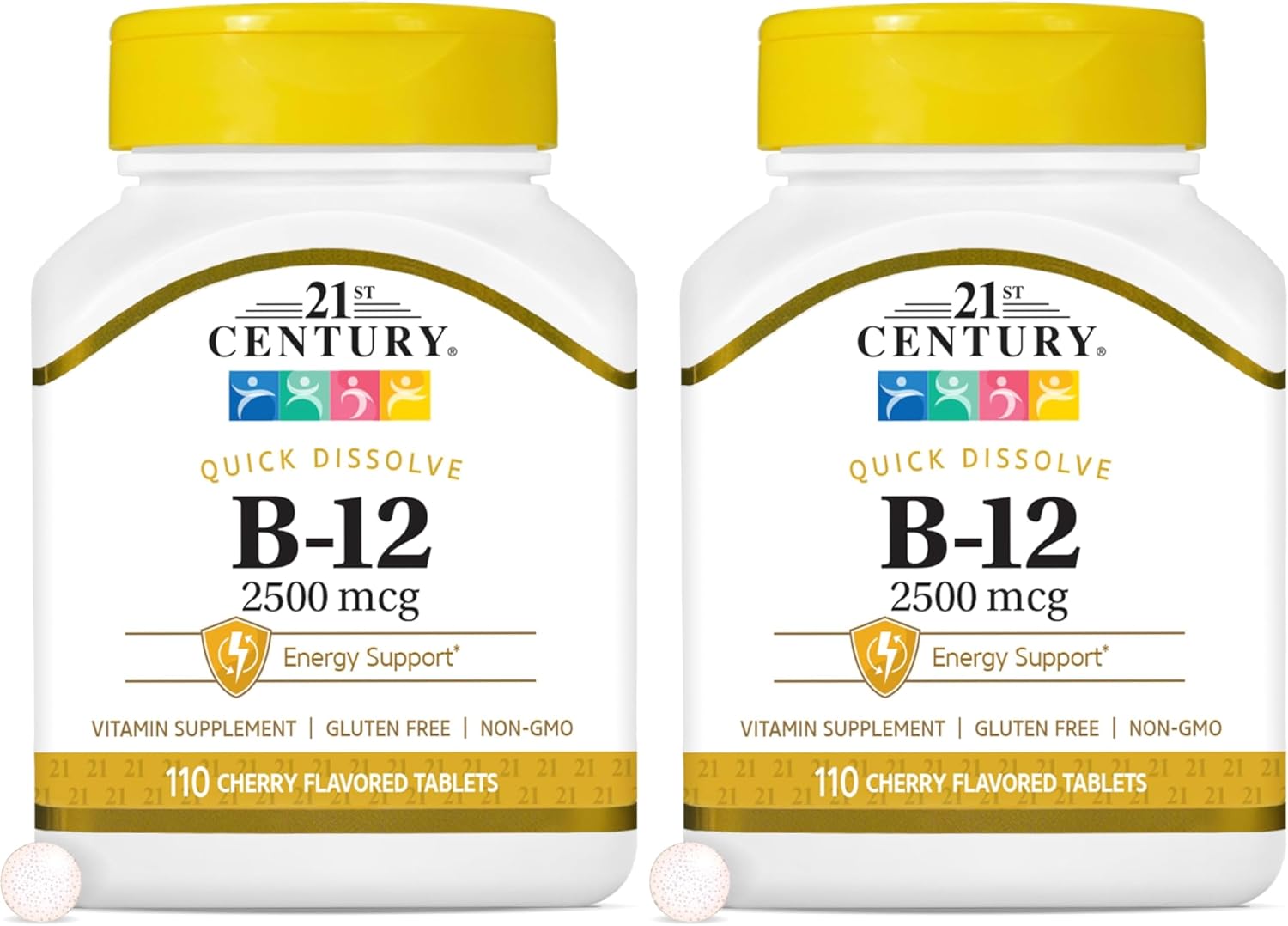 21st Century B-12 2500mcg Sublingual Tablets, High Potency, 110 Count | High-Potency Vitamin B12 2500 mcg, Natural Energy & Healthy Red Blood Cell Support, Vegan, Vegetarian, Third-Party Tested