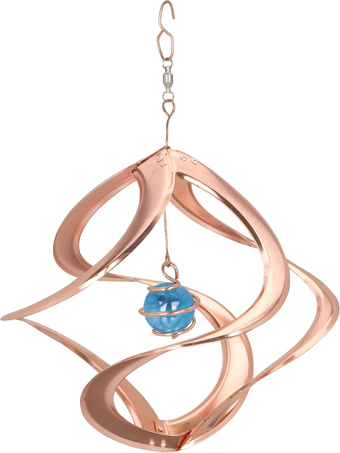 Red Carpet Studios The Original Cosmix Helix Wind Spinner Indoor/Outdoor Hanging Art, 11" Tall, Copper with Blue Planet