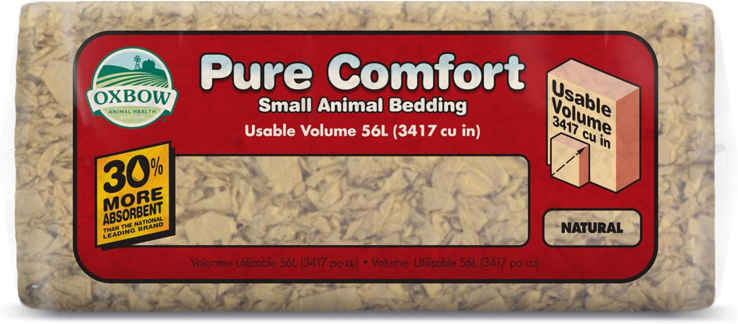 Oxbow Small Animal Bedding, Hamster, Guinea Pig, Rabbit, White, USA, 36 L | Pure Comfort, Hamster Bedding, Guinea Pig Bedding, Low Dust, Virgin Paper, Litter Box, Bunny, Rats, Gerbils, Chinchillas