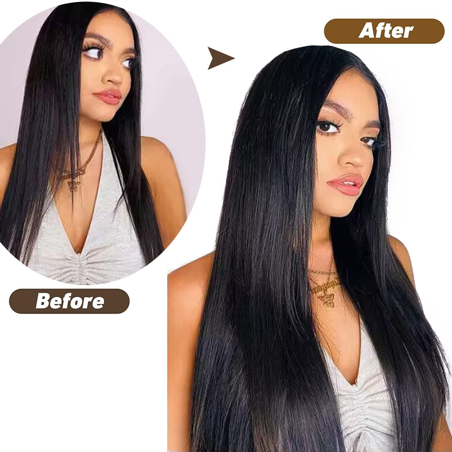 22" Clip in Human Hair Extensions Full Head 200g 10 Pieces 22 Clips Light Brown Double Weft Brazilian Real Remy Hair Extensions Thick Straight (22"