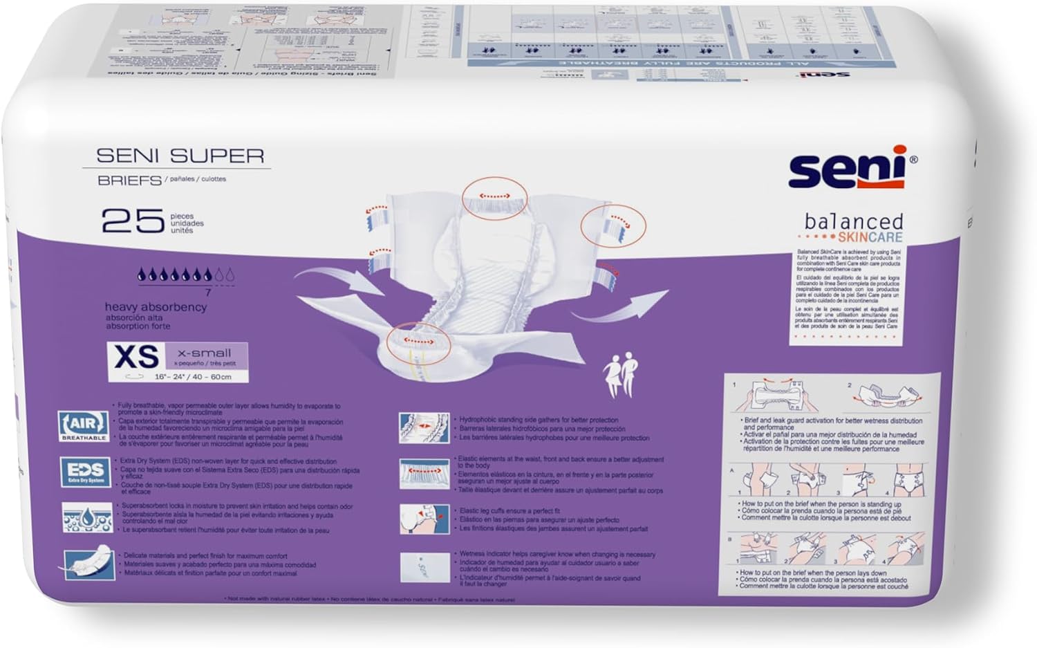 Seni Super Unisex Adult Incontinence Briefs with Tabs, 45-59 in, 75 ct | Breathable, Disposable Brief for Men & Women