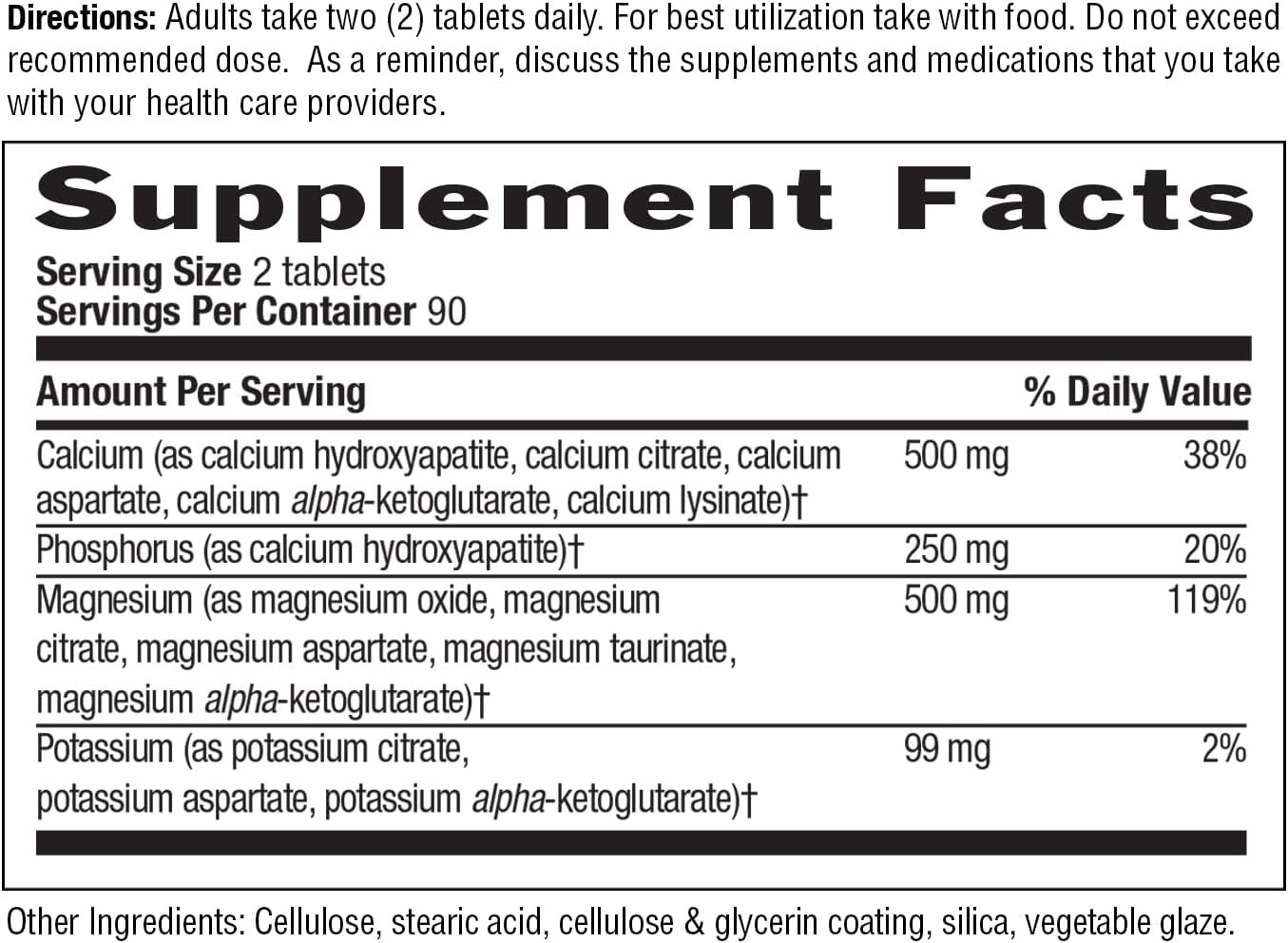 Country Life Target-Mins Calcium Magnesium Potassium, 180 Tablets | 500 mg calcium, 500 mg magnesium and 99 mg potassium per 2-tablet serving; certified gluten-free