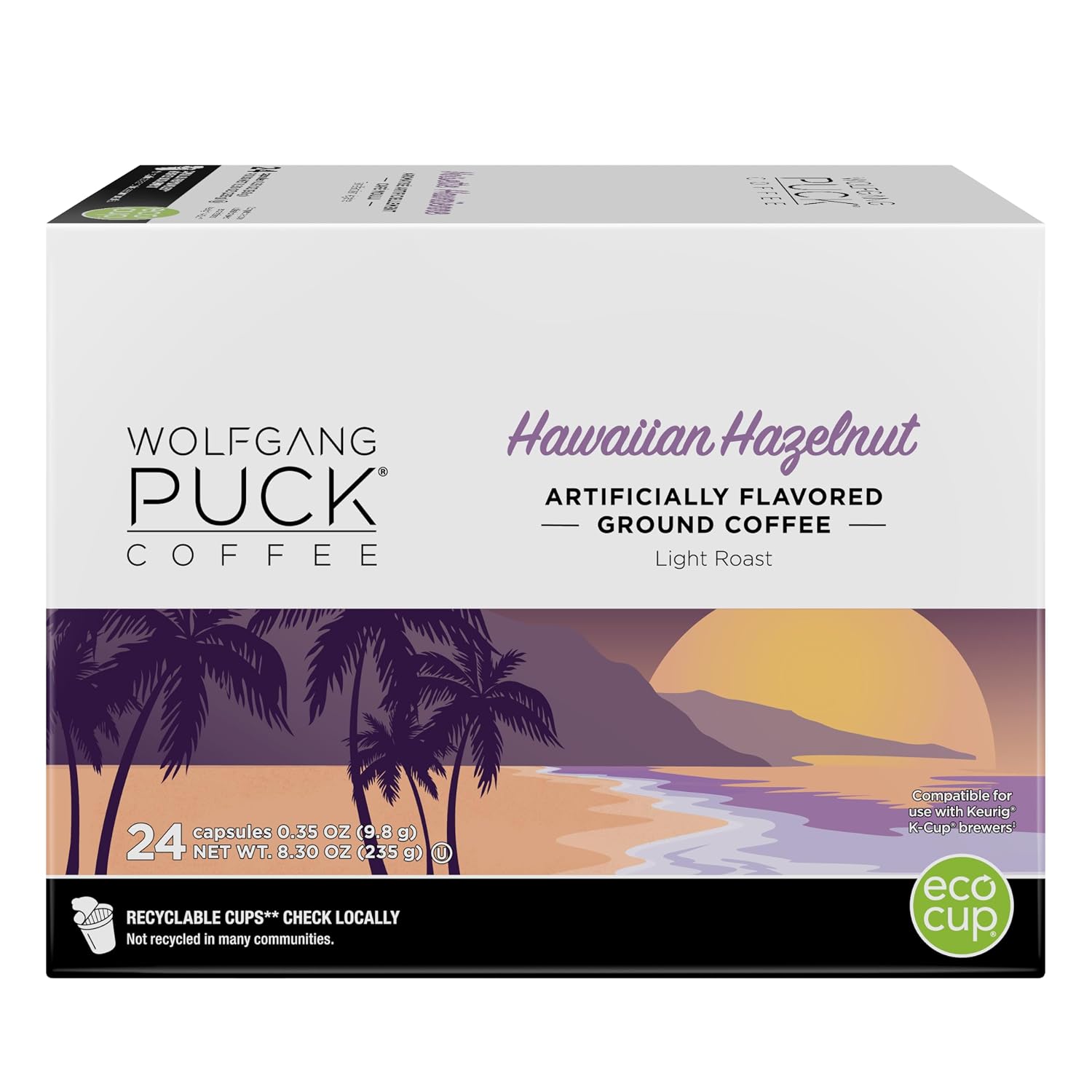 Wolfgang Puck Coffee Single Serve Capsules, Compatible with Keurig K-Cup Brewers, Hawaiian Hazelnut, 24 Count