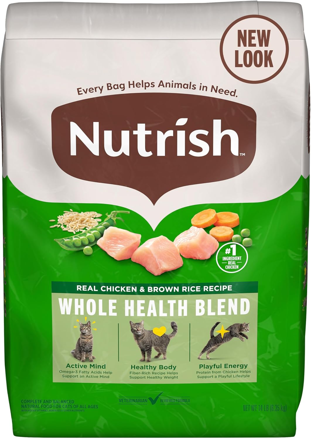 Nutrish Dry Cat Food, Chicken & Brown Rice Recipe, 3 lb. Bag (Rachael Ray) | Suitable For All Life Stages, Veterinarian Reviewed Formula, Natural Food with Added Vitamins, Minerals & Nutrients