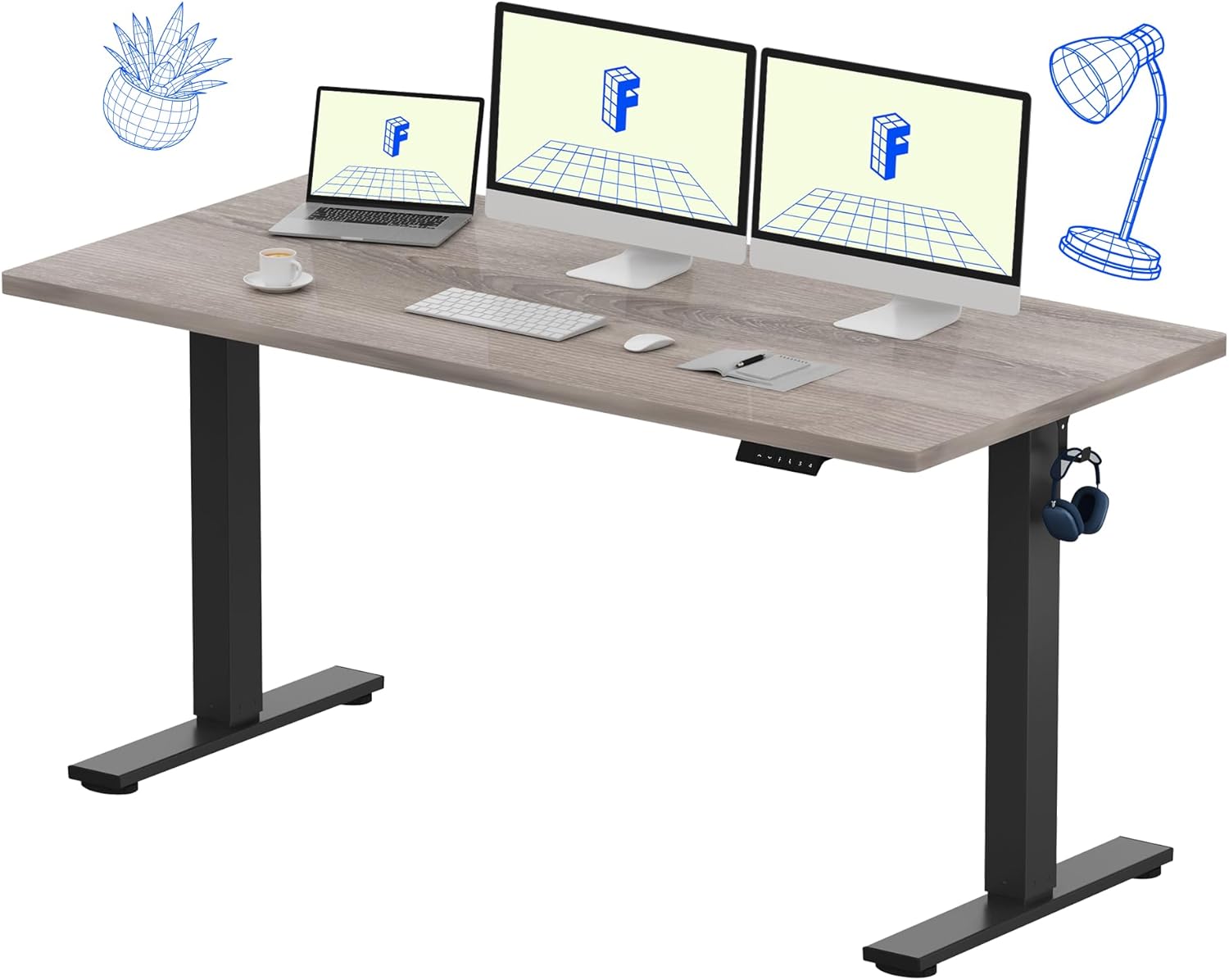 FLEXISPOT EN1 One-Piece Standing Desk, Electric Adjustable with 4 Memory Presets, 176 LBS Capacity, Stable & Quiet