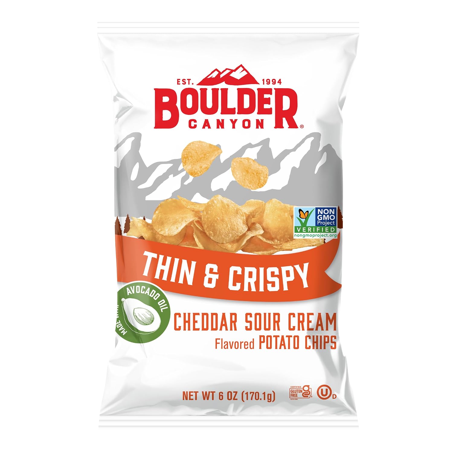 Boulder Canyon Avocado Oil Sea Salt Potato Chips 6 Count, 1.25 OZ