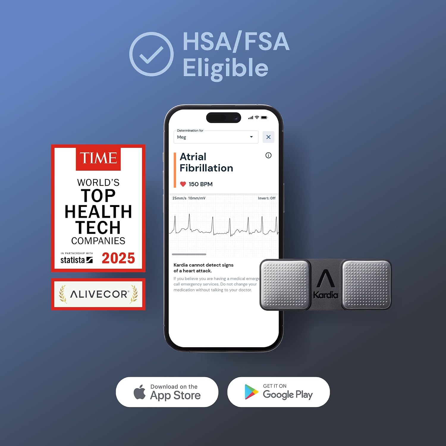 KardiaMobile 1-Lead EKG Monitor, Medical-Grade FDA-Cleared Personal Heart Monitor, Detects Normal, AFib & Arrhythmias, 30 Second Results