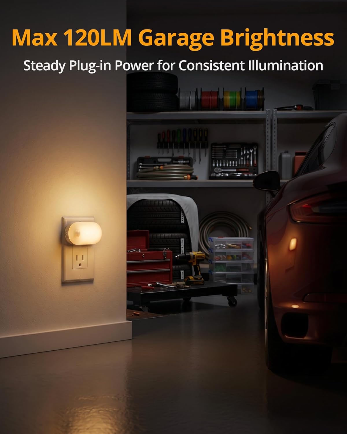 Lyridz 120 Lumens Ultra Bright Plug-in Motion Sensor Night Light, 6-Pack