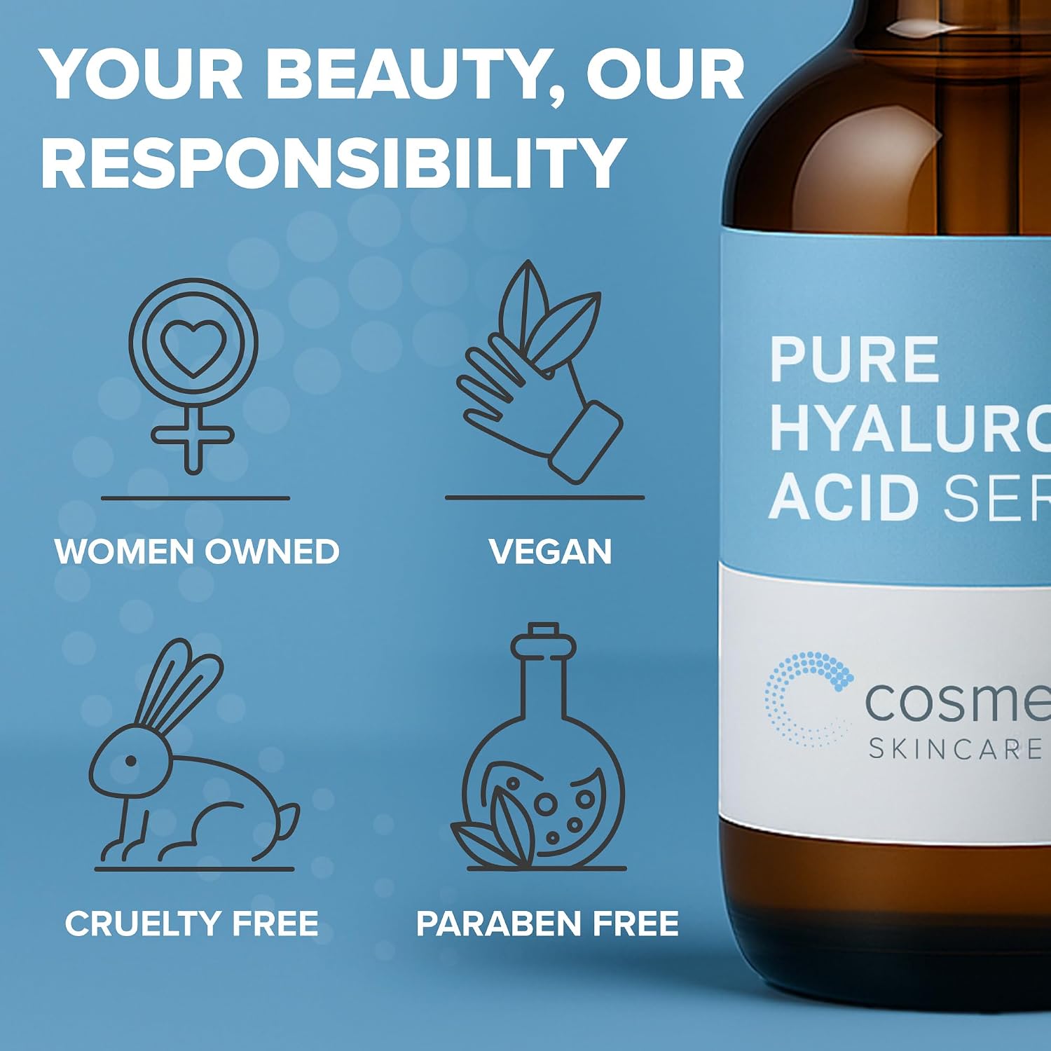 Hyaluronic Acid Serum for Skin 100% Pure Anti Aging Intense Hydration Moisture Non greasy Paraben free, Wrinkle Reducing and Brightening Serum (Pro Formula) 2oz